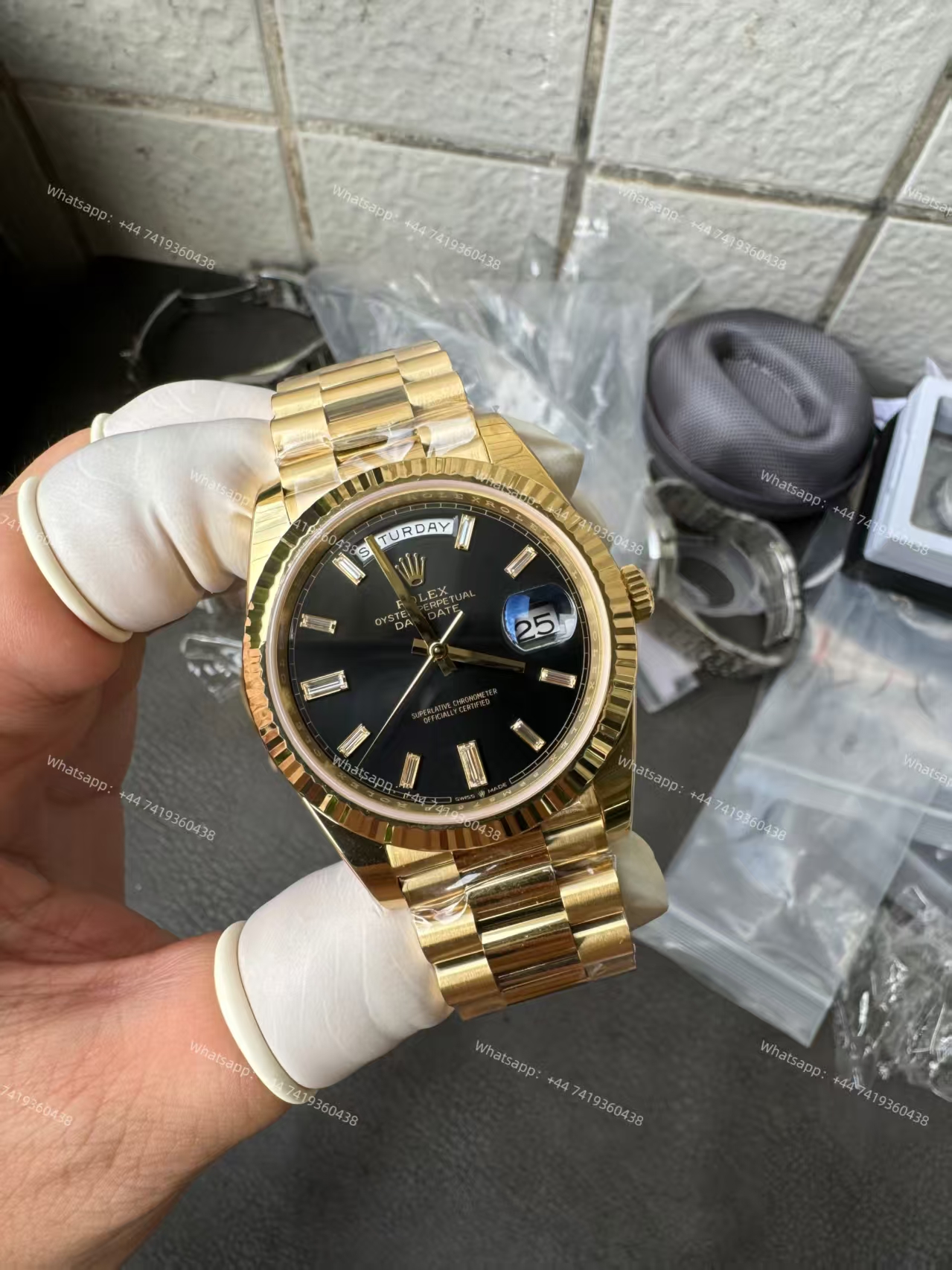 Rolex Day-Date m228238-0004 Black diamond-set dial President bracelet 3255 Movement 209g (40mm) Best Super Clone