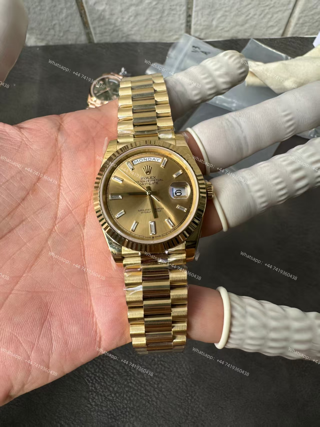 Rolex Day-Date m228238-0005 Gold Diamond Dial Presidential bracelet 3255 Movement 209g (40mm) Best Super Clone