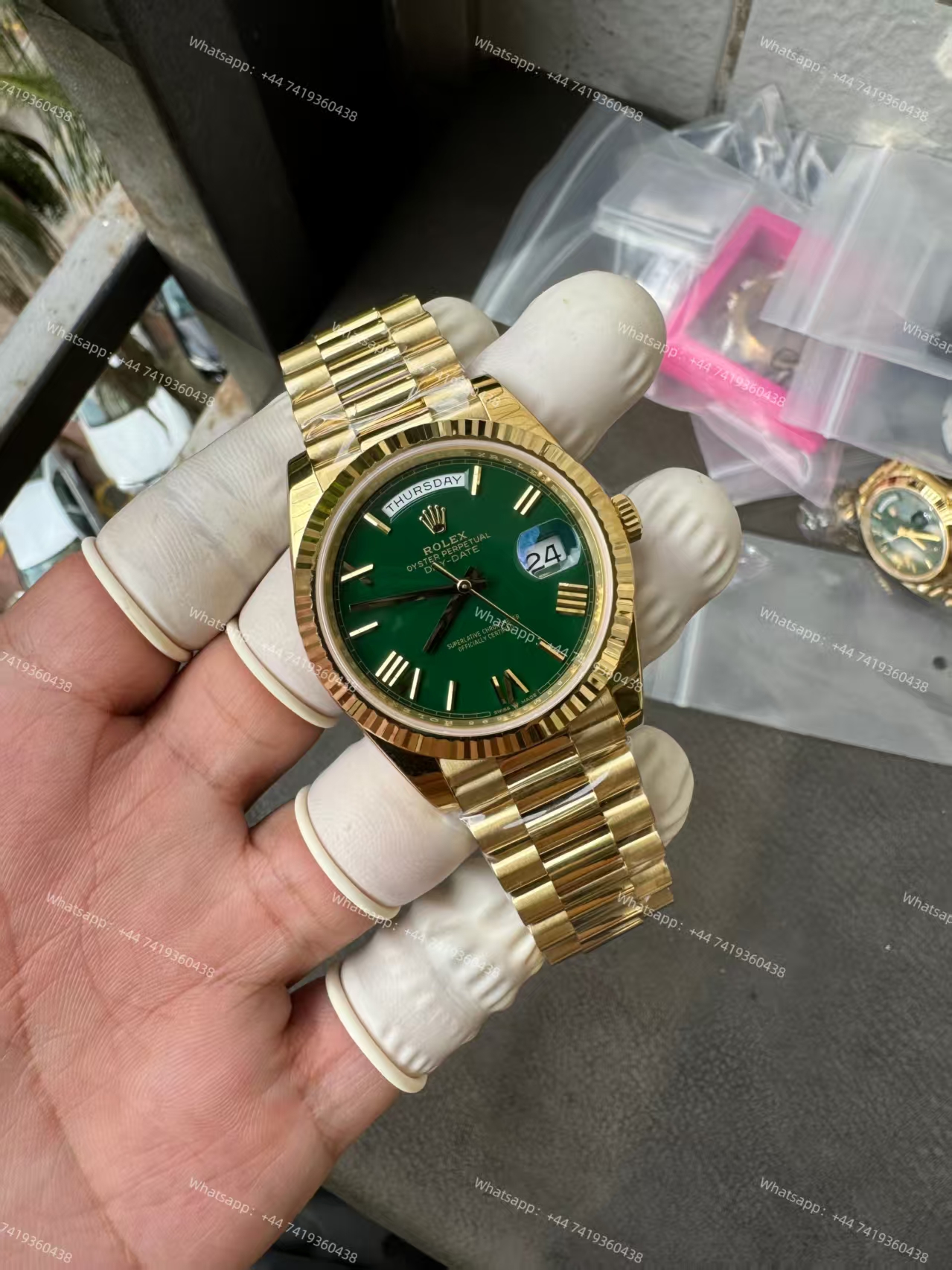 Rolex Day-Date m228238-0061 Gold green dial President bracelet 3255 Movement 209g (40mm) Best Super Clone
