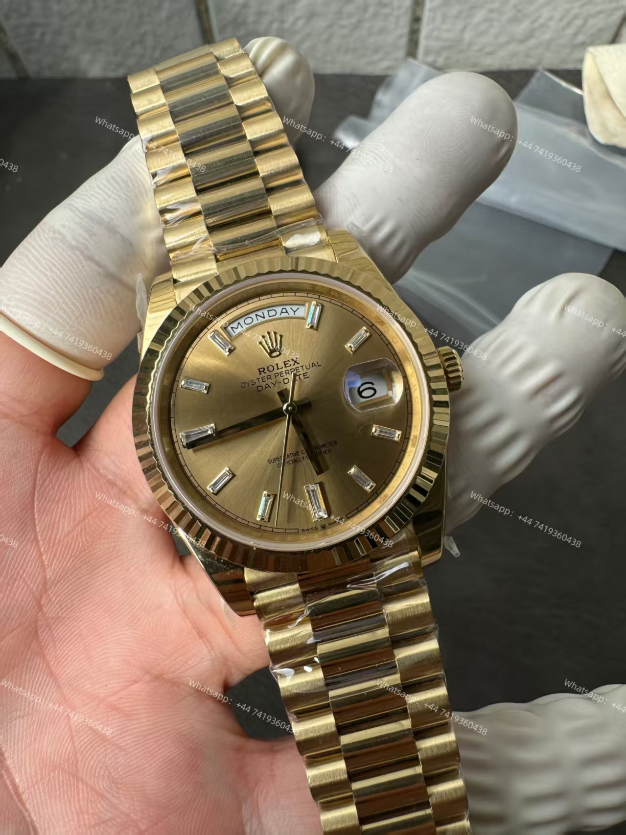 Rolex Day-Date m228238-0005 Gold Diamond Dial Presidential bracelet 3255 Movement 209g (40mm) Best Super Clone