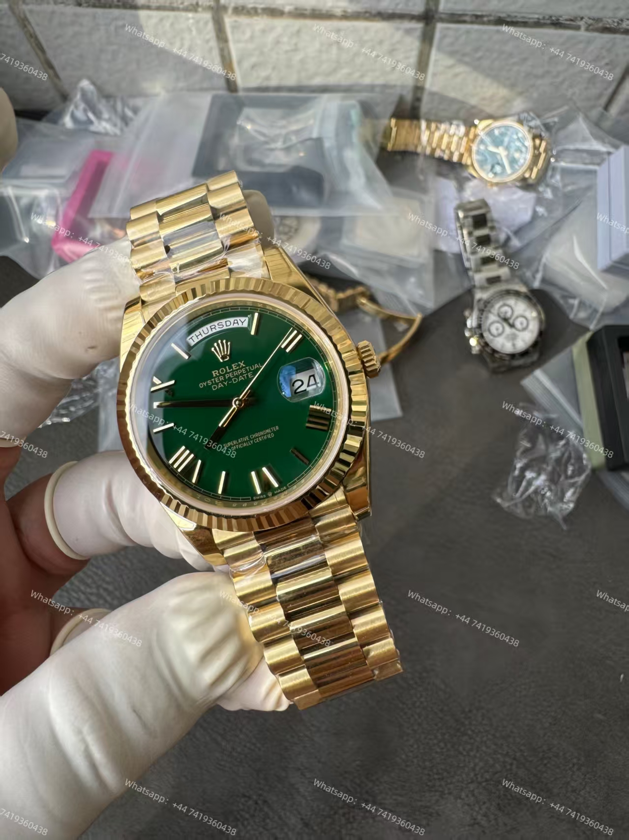 Rolex Day-Date m228238-0061 Gold green dial President bracelet 3255 Movement 209g (40mm) Best Super Clone