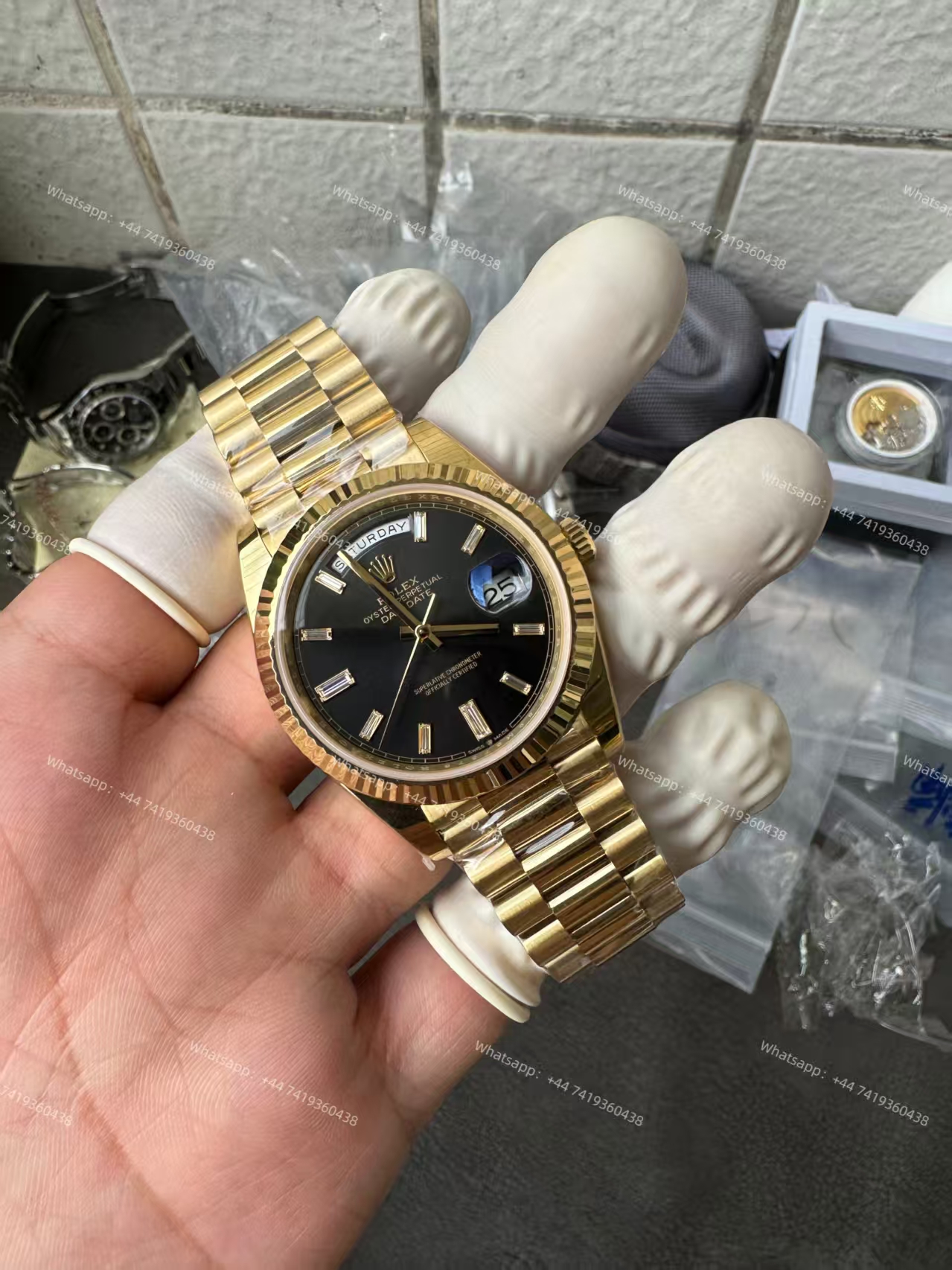 Rolex Day-Date m228238-0004 Black diamond-set dial President bracelet 3255 Movement 209g (40mm) Best Super Clone