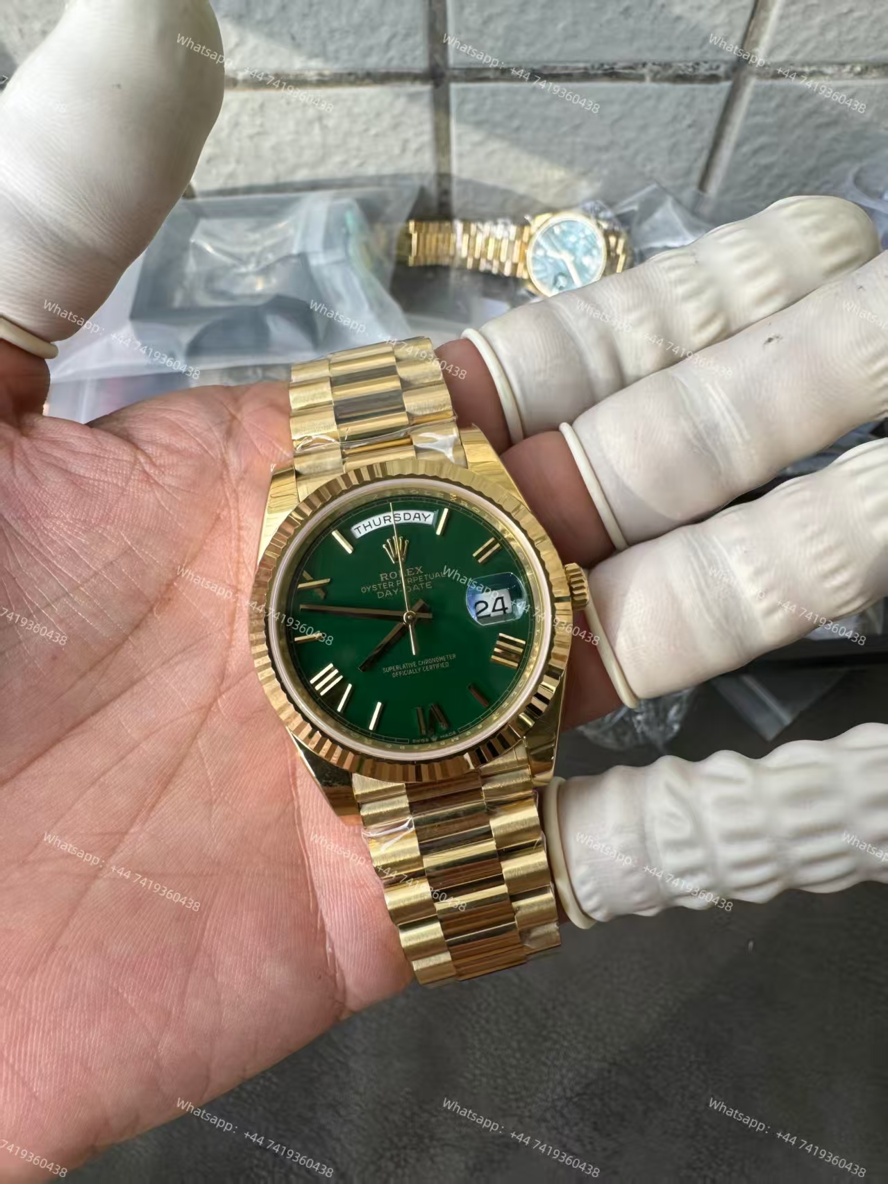 Rolex Day-Date m228238-0061 Gold green dial President bracelet 3255 Movement 209g (40mm) Best Super Clone