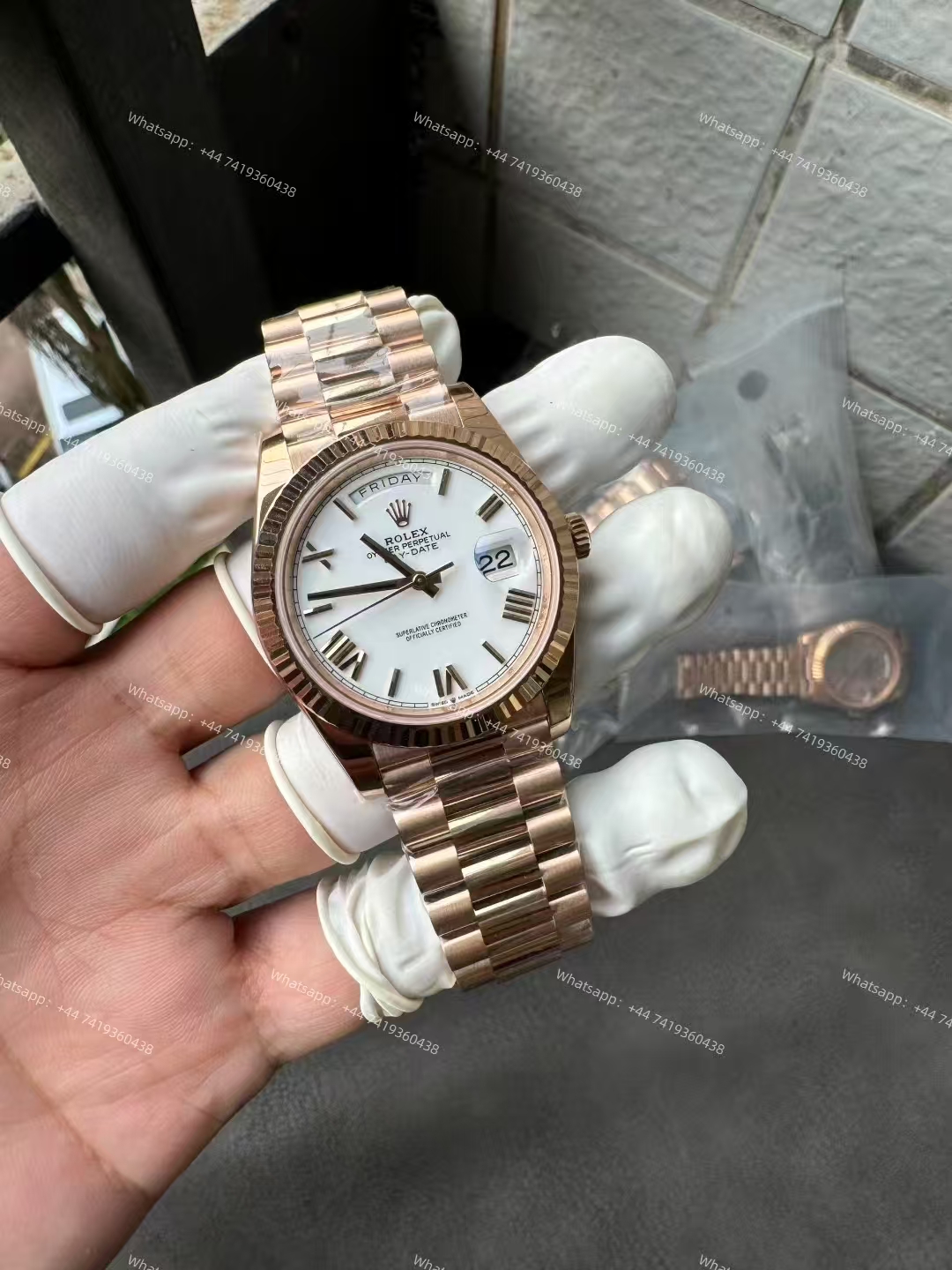 Rolex Day-Date m228235-0032 Rose gold White dial Presidential bracelet 3255 Movement 209g (40mm) Best Super Clone