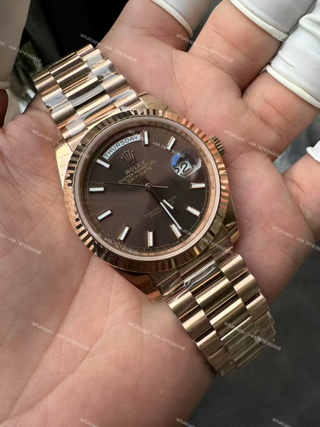 Rolex Day-Date m228235-0053 Rose gold Chocolate-colored dial  President bracelet 3255 Movement 209g (40mm) Best Super Clone