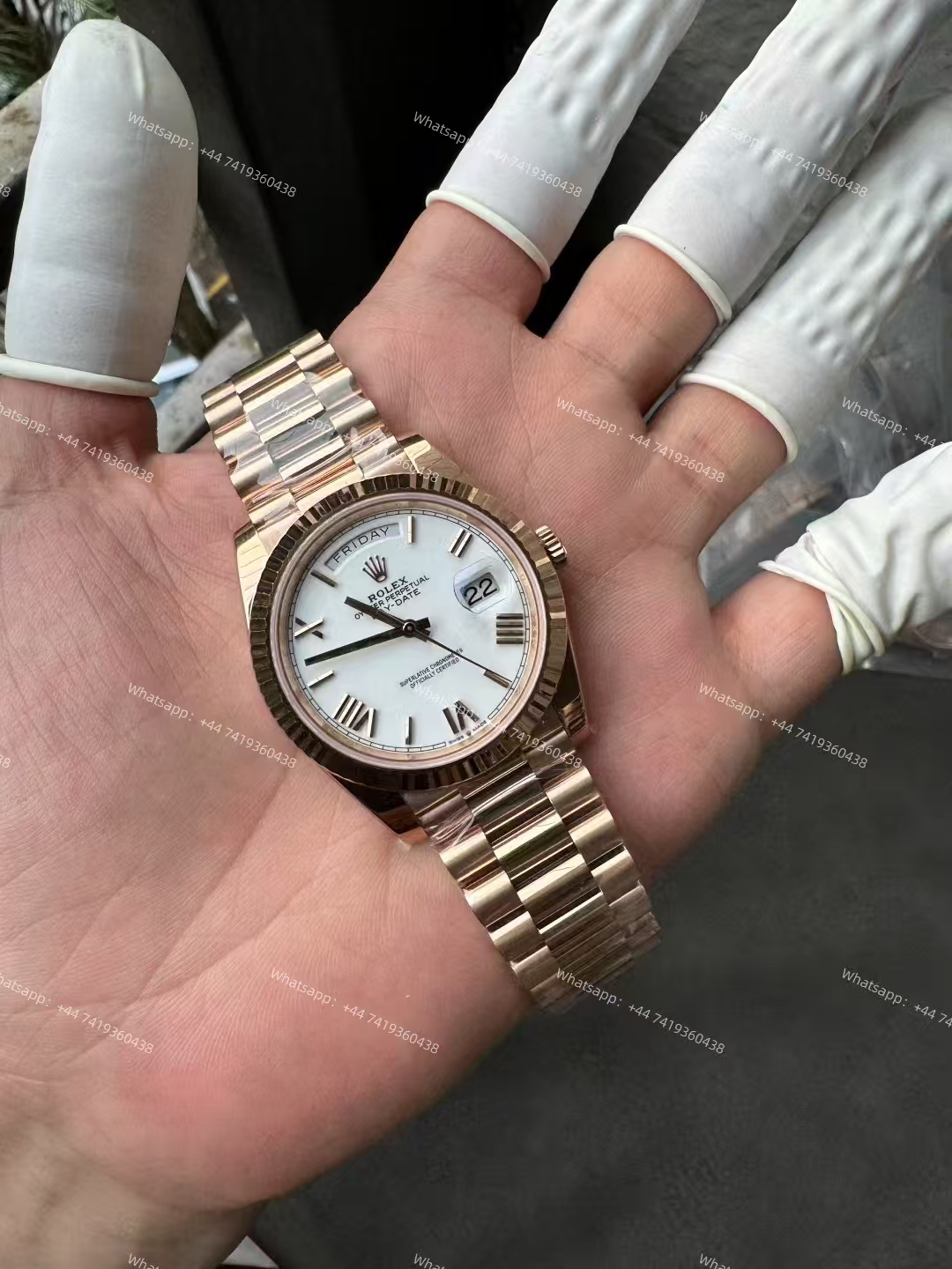 Rolex Day-Date m228235-0032 Rose gold White dial Presidential bracelet 3255 Movement 209g (40mm) Best Super Clone