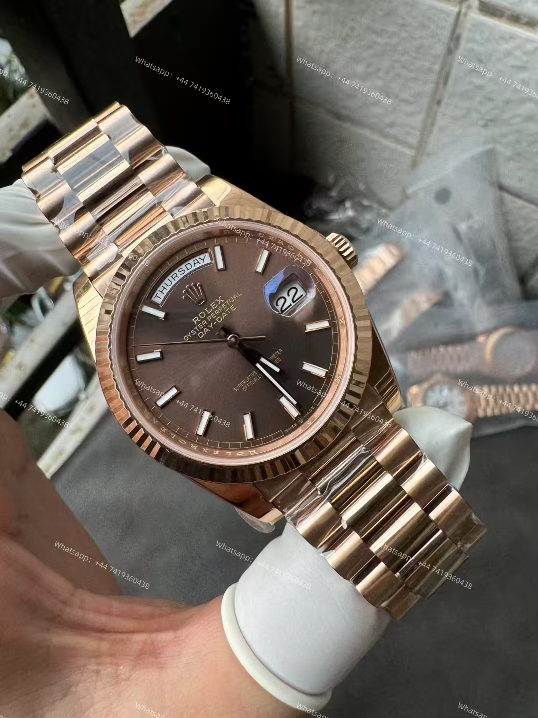 Rolex Day-Date m228235-0053 Rose gold Chocolate-colored dial  President bracelet 3255 Movement 209g (40mm) Best Super Clone