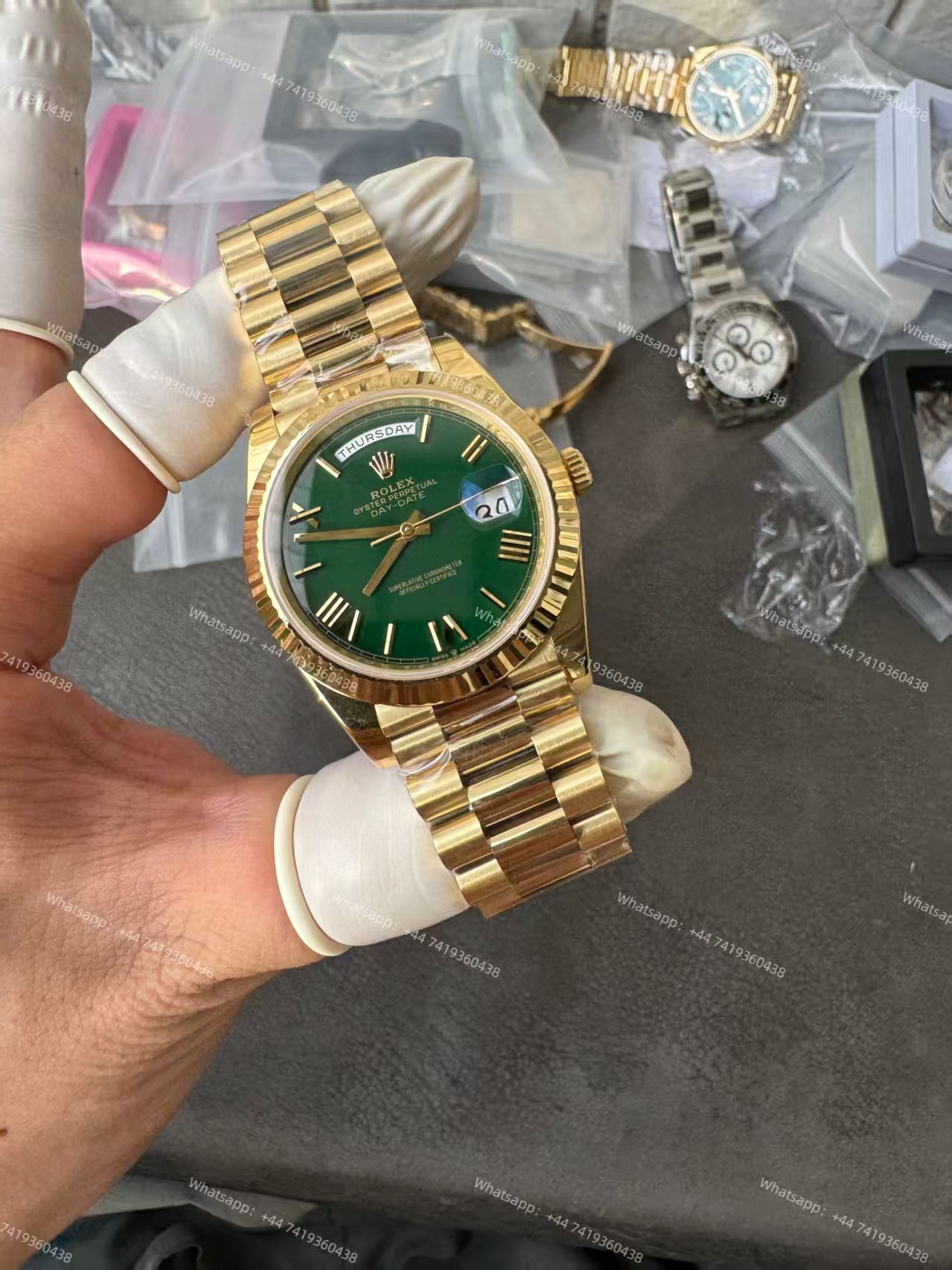 Rolex Day-Date m228238-0061 Gold green dial President bracelet 3255 Movement 209g (40mm) Best Super Clone