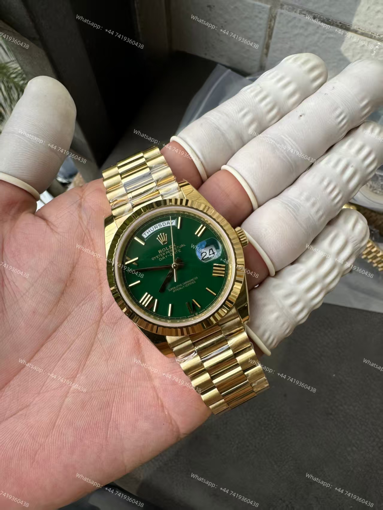 Rolex Day-Date m228238-0061 Gold green dial President bracelet 3255 Movement 209g (40mm) Best Super Clone
