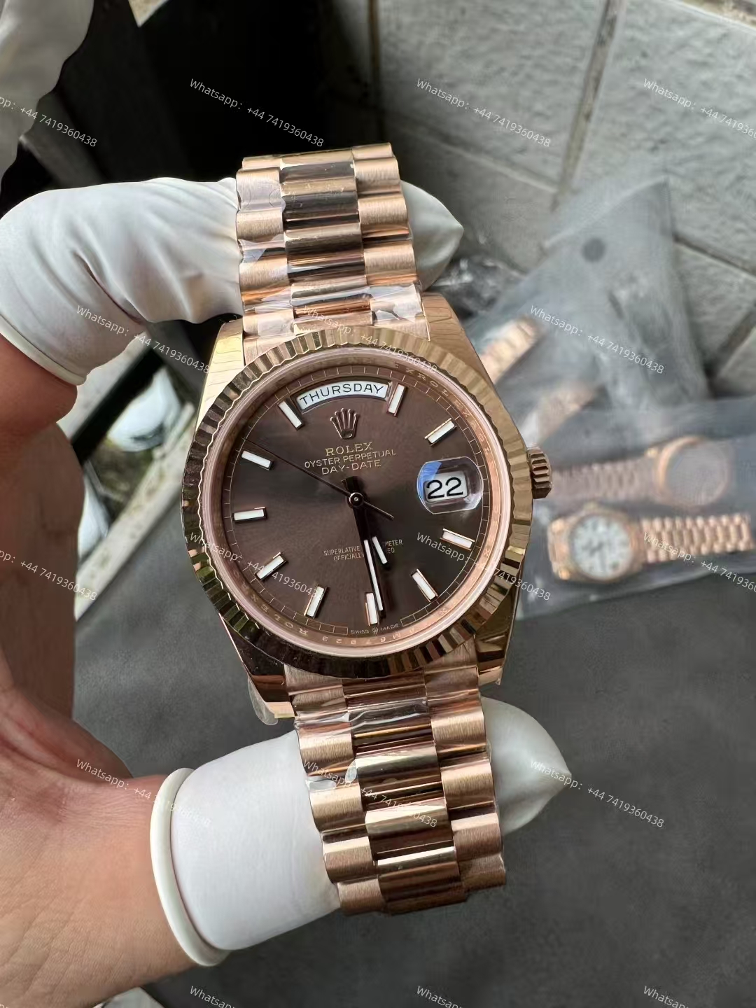 Rolex Day-Date m228235-0053 Rose gold Chocolate-colored dial  President bracelet 3255 Movement 209g (40mm) Best Super Clone