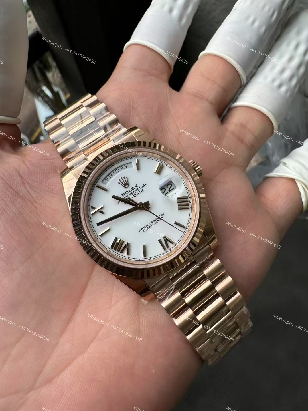 Rolex Day-Date m228235-0032 Rose gold White dial Presidential bracelet 3255 Movement 209g (40mm) Best Super Clone