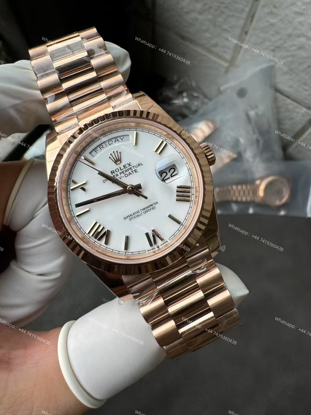Rolex Day-Date m228235-0032 Rose gold White dial Presidential bracelet 3255 Movement 209g (40mm) Best Super Clone