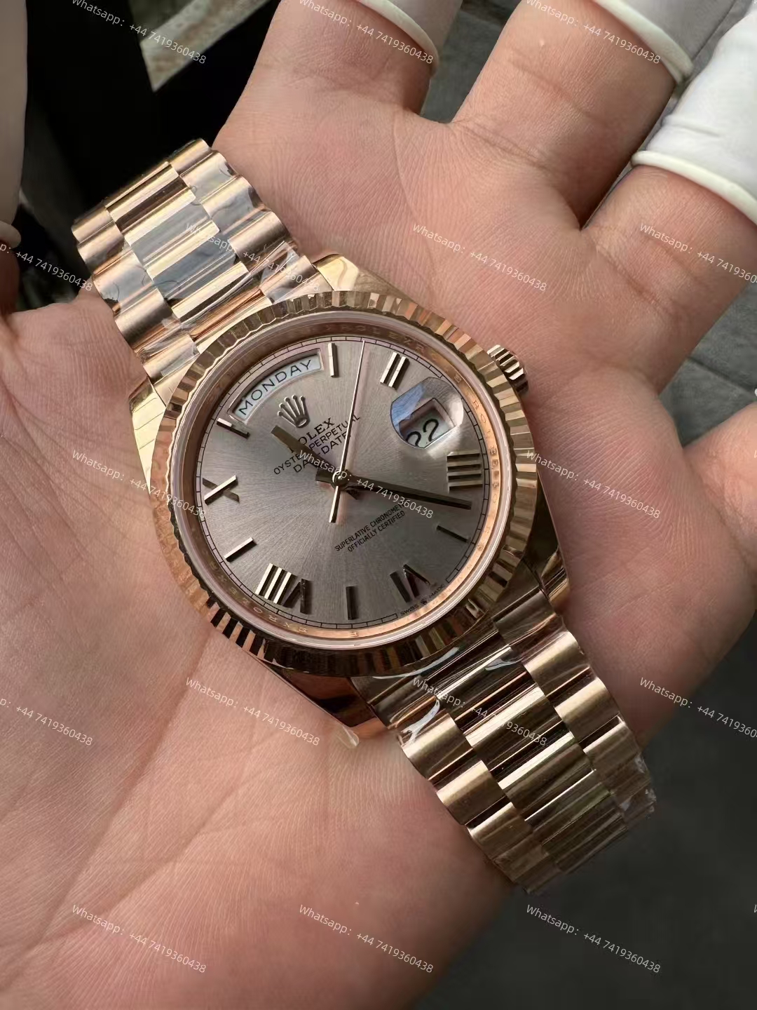 Rolex Day-Date m228235-0001 Rose gold dial Presidential bracelet 3255 Movement 209g (40mm) Best Super Clone