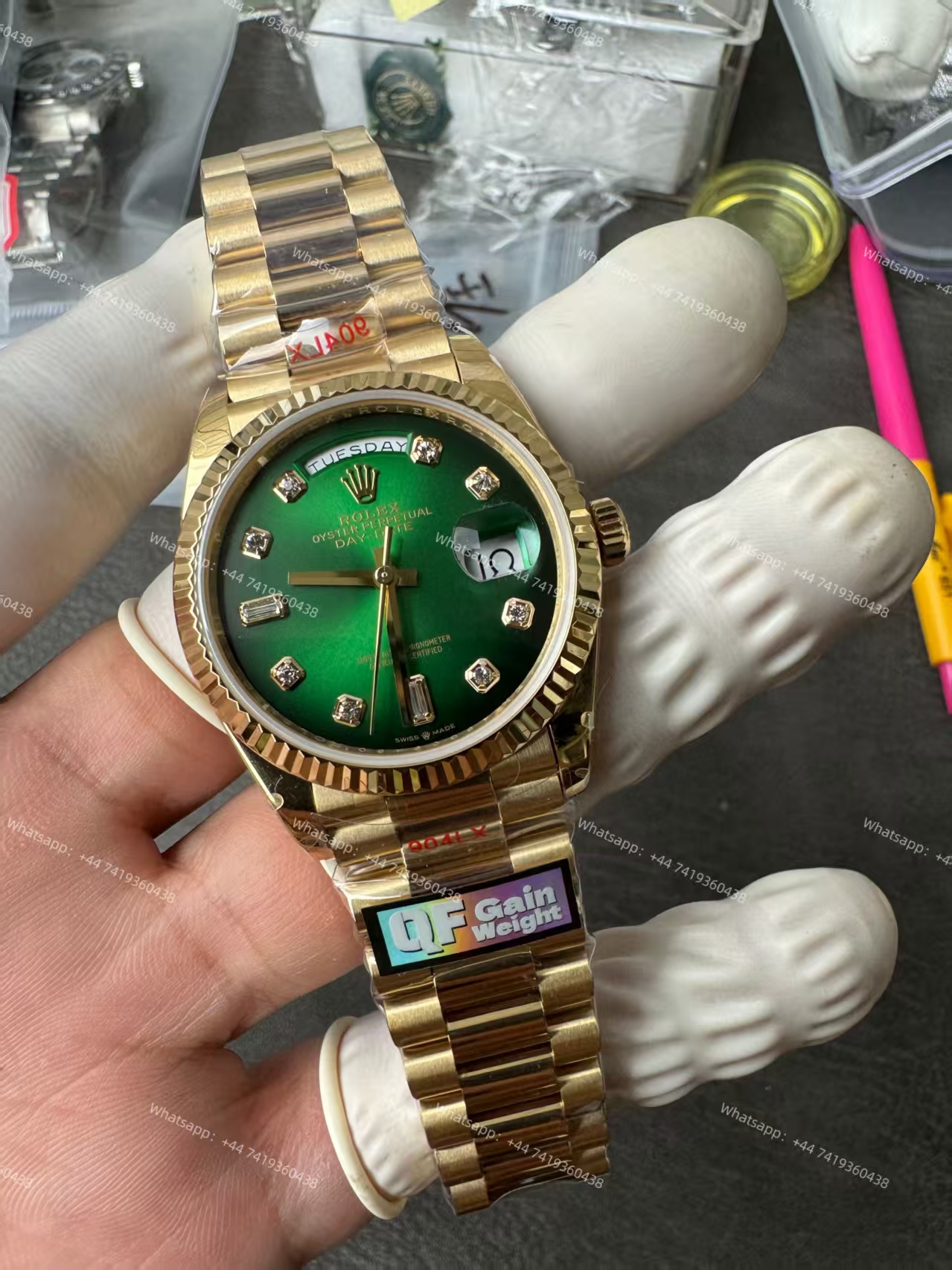 Rolex Day-Date m128238-0069 Diamond Green Gradient Dial President bracelet 3255 Movement (36 mm) Best Super Clone