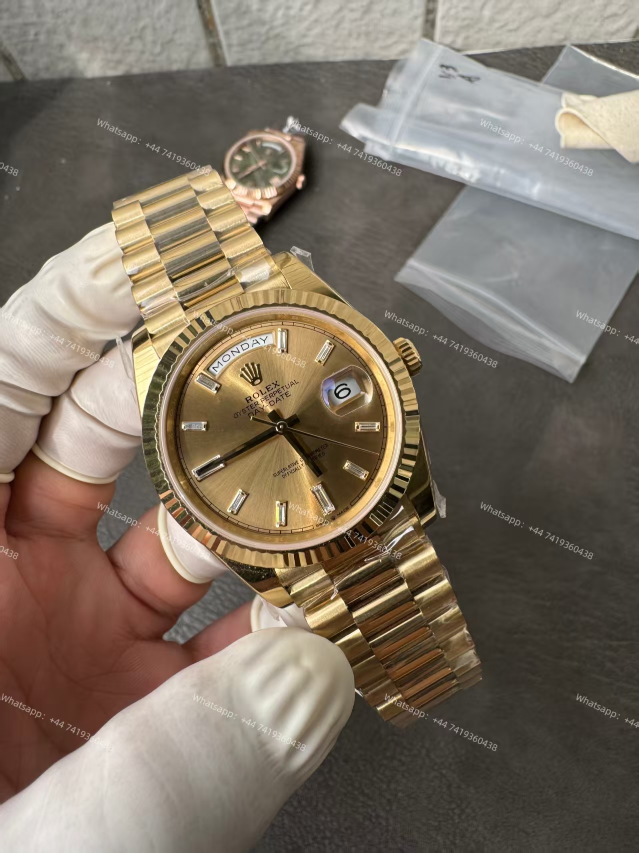Rolex Day-Date m228238-0005 Gold Diamond Dial Presidential bracelet 3255 Movement 209g (40mm) Best Super Clone