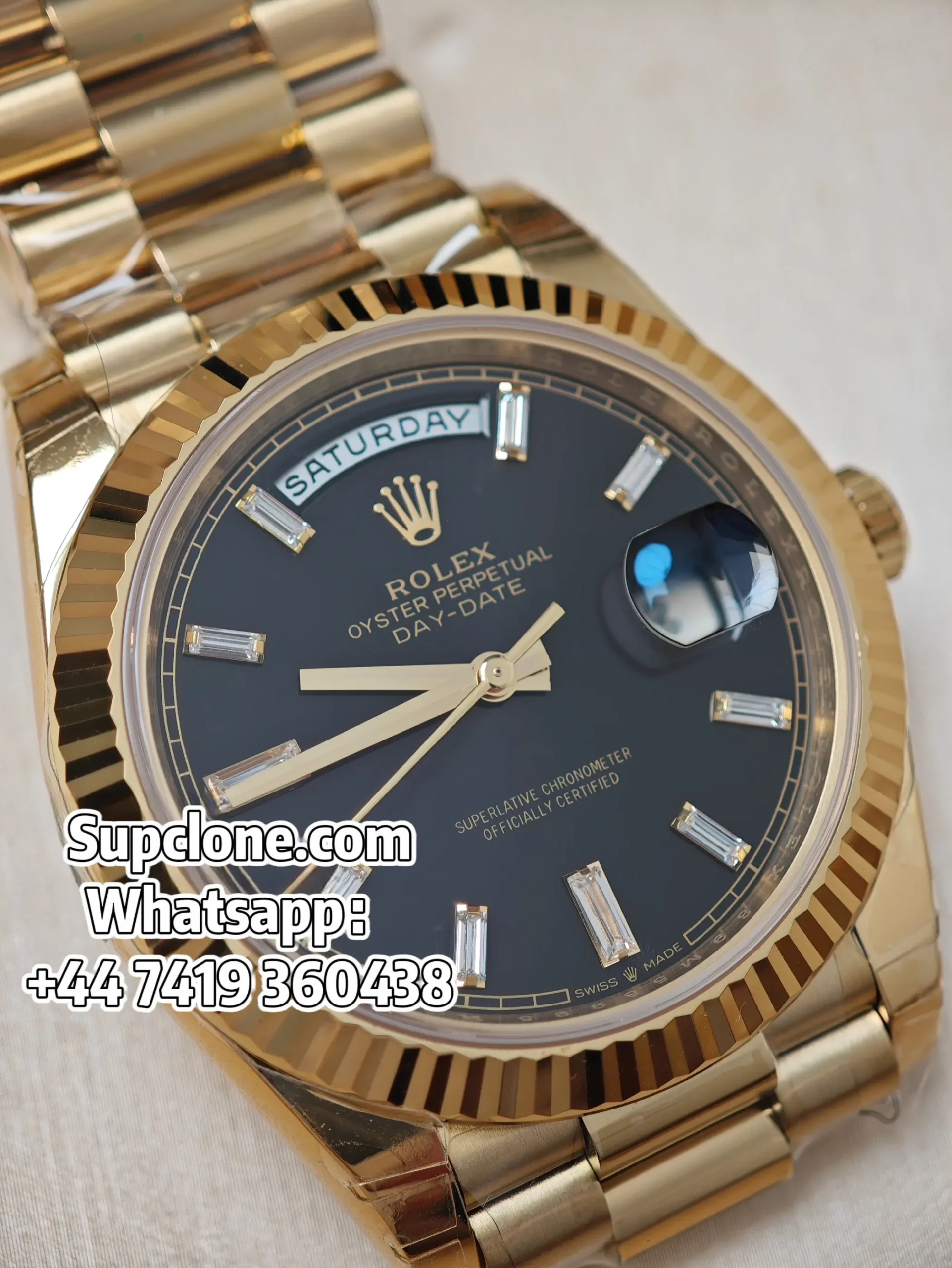 Rolex-Day-Date-40mm-Yellow-Gold-Black-Diamond-Dial-–-Super-Clone-11-Cal.-3255