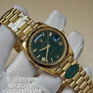 Rolex Day-Date 40mm Yellow Gold Green Roman Dial – Super Clone 11