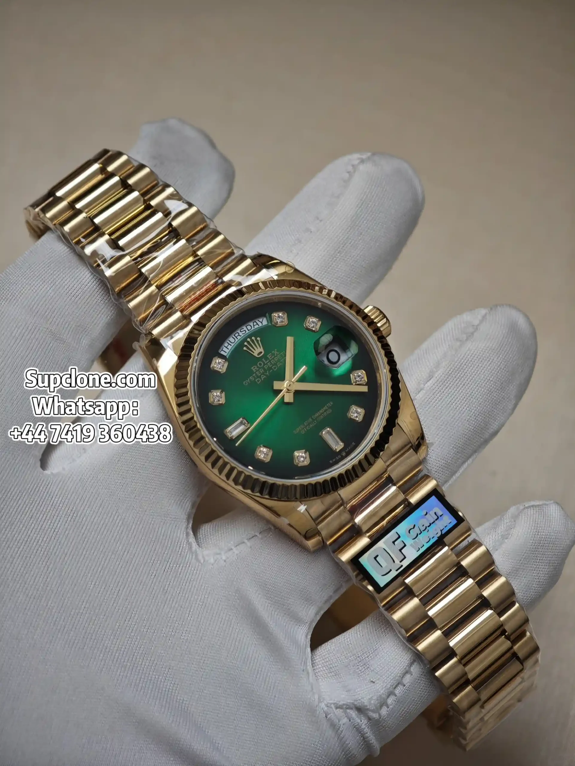 Rolex Super Clone Watches Day Date 18K Gold Gradient Green Diamond Dial 36mm m128238-0069 (1) Rolex Super Clone Watches Day Date 18K Gold Gradient Green Diamond Dial 36mm m128238-0069