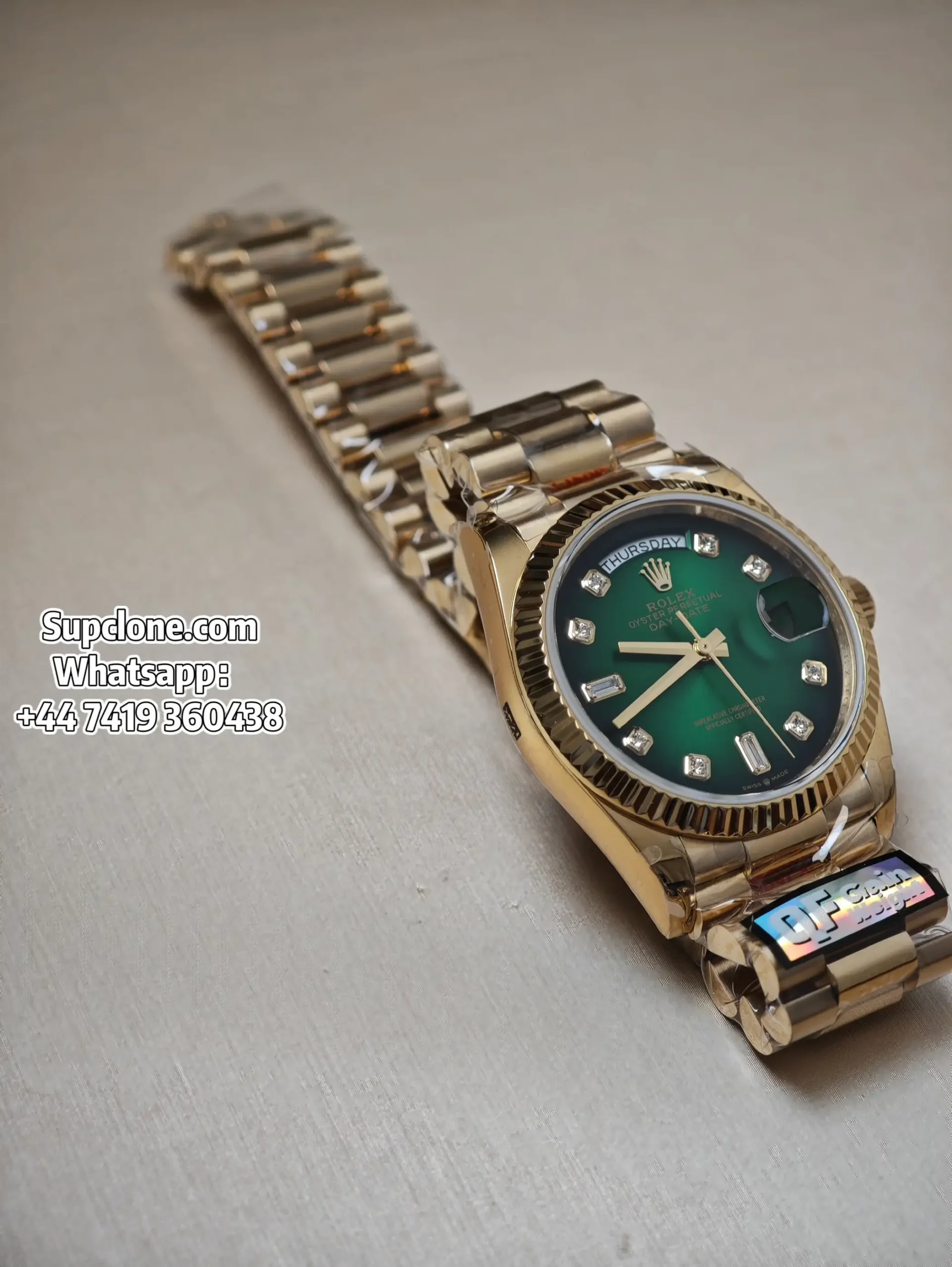 Rolex Super Clone Watches Day Date 18K Gold Gradient Green Diamond Dial 36mm m128238-0069 (12) Rolex Super Clone Watches Day Date 18K Gold Gradient Green Diamond Dial 36mm m128238-0069