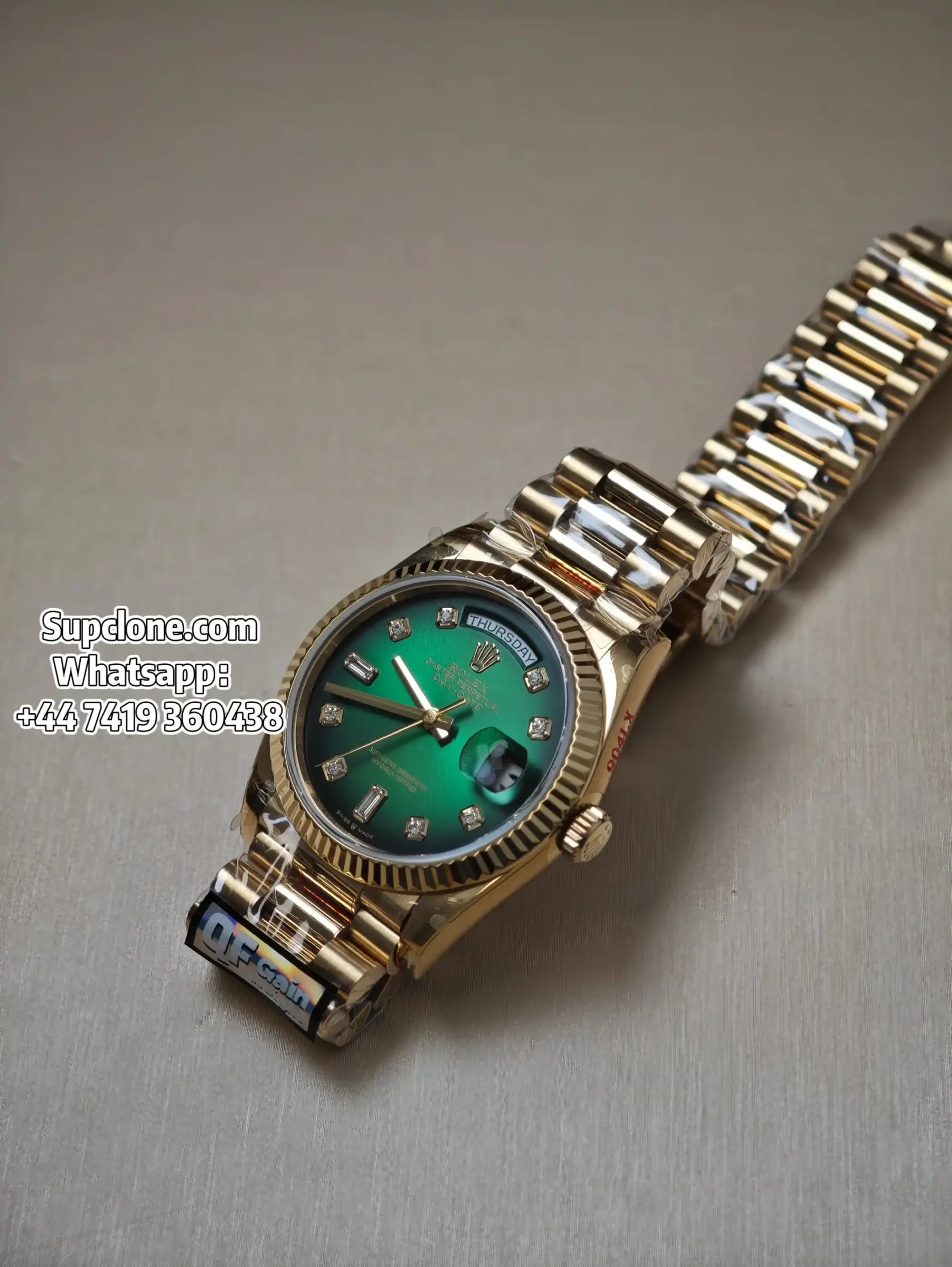 Rolex Super Clone Watches Day Date 18K Gold Gradient Green Diamond Dial 36mm m128238-0069 (13) Rolex Super Clone Watches Day Date 18K Gold Gradient Green Diamond Dial 36mm m128238-0069
