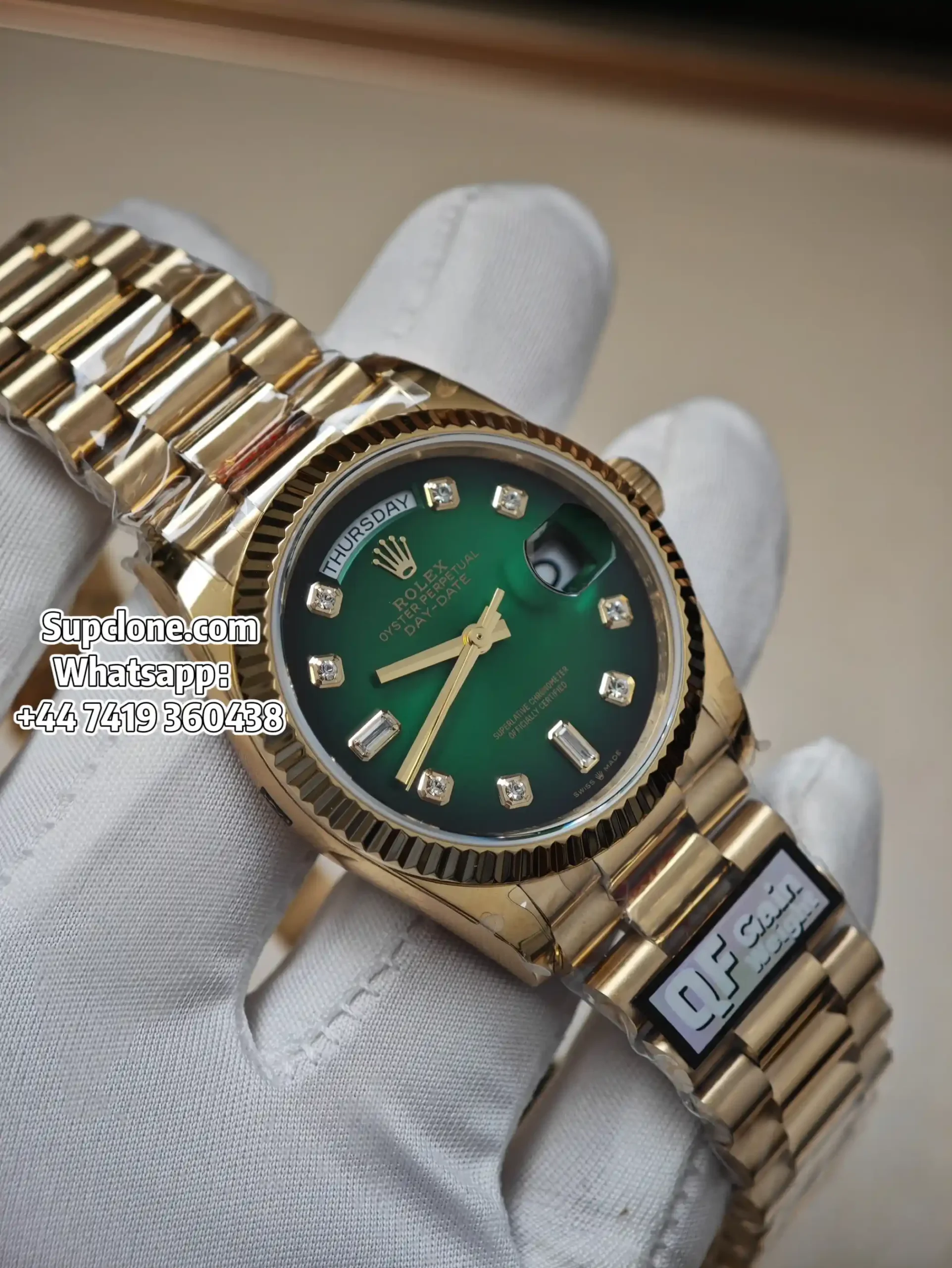 Rolex Super Clone Watches Day Date 18K Gold Gradient Green Diamond Dial 36mm m128238-0069 (14) Rolex Super Clone Watches Day Date 18K Gold Gradient Green Diamond Dial 36mm m128238-0069