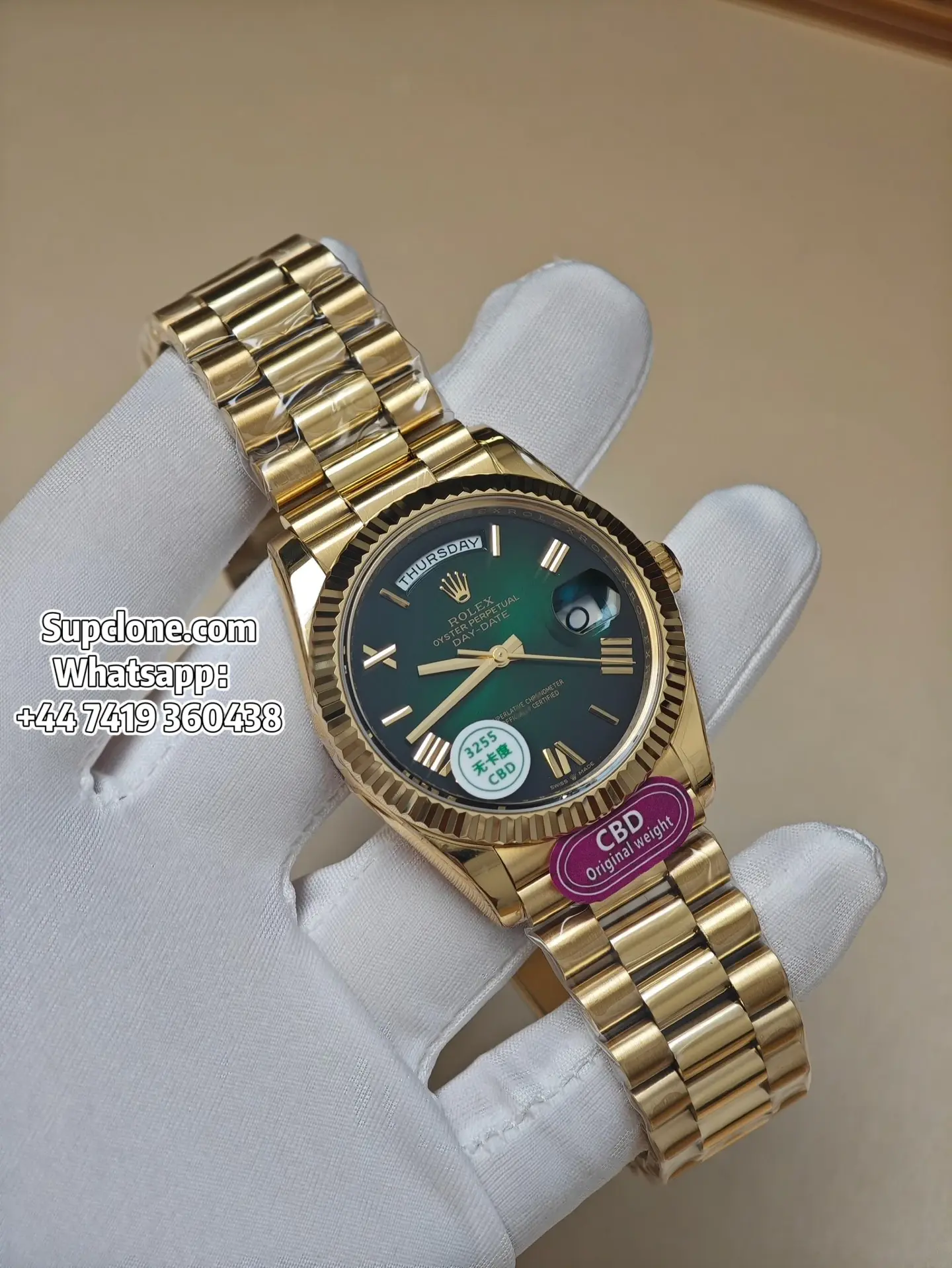 Rolex Super Clone Watches Day Date Ombre Green Dial 40mm m228238-0069