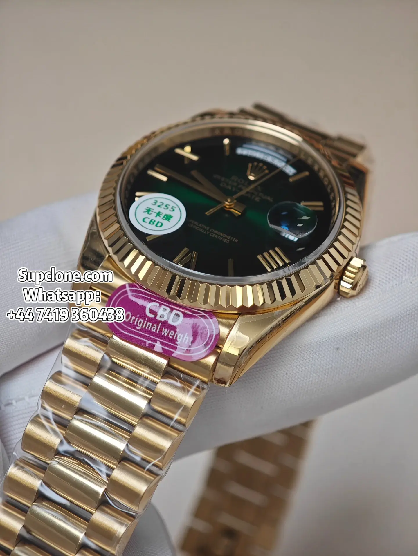Rolex Super Clone Watches Day Date Ombre Green Dial 40mm m228238-0069