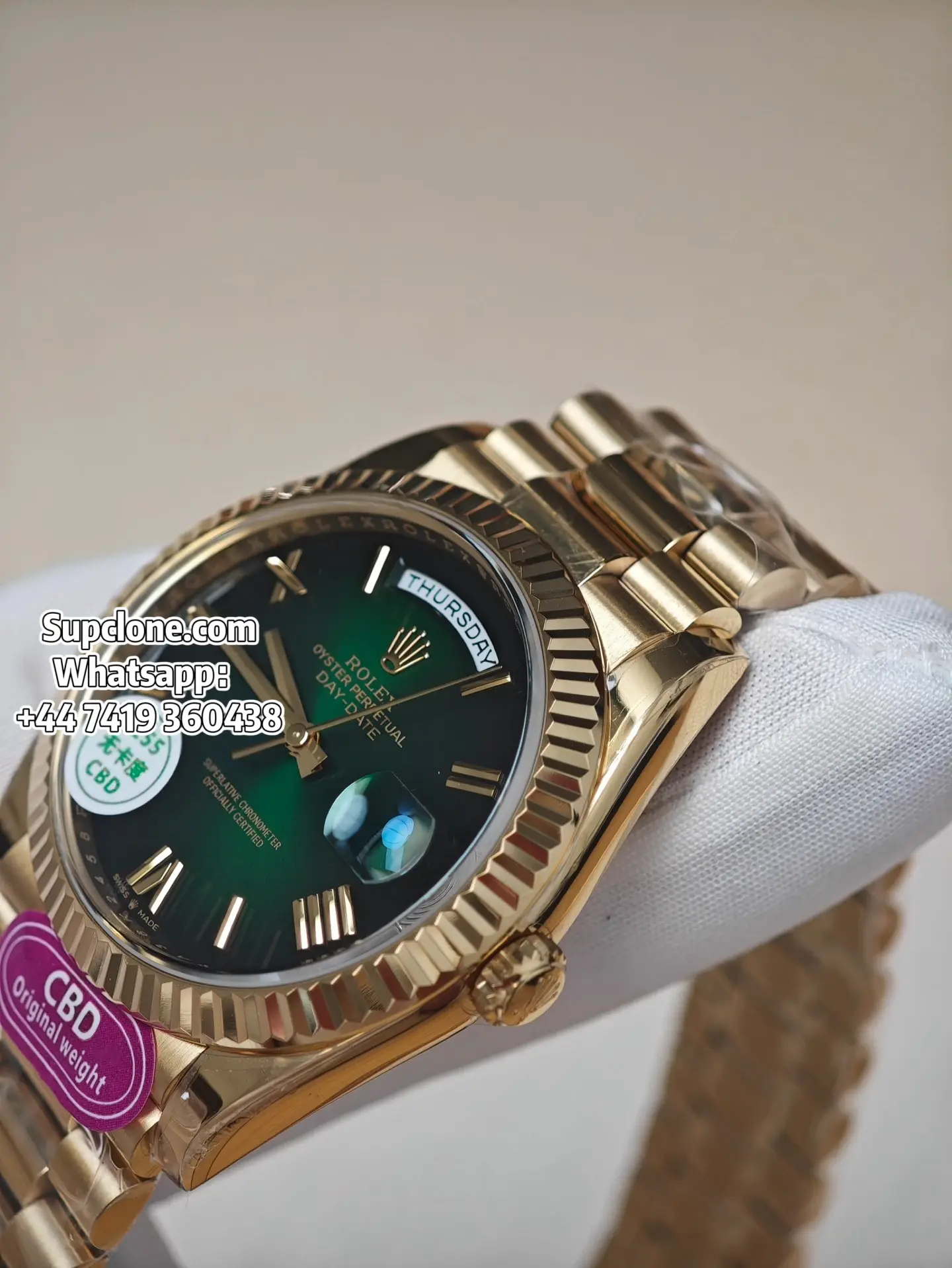 Rolex Super Clone Watches Day Date Ombre Green Dial 40mm m228238-0069