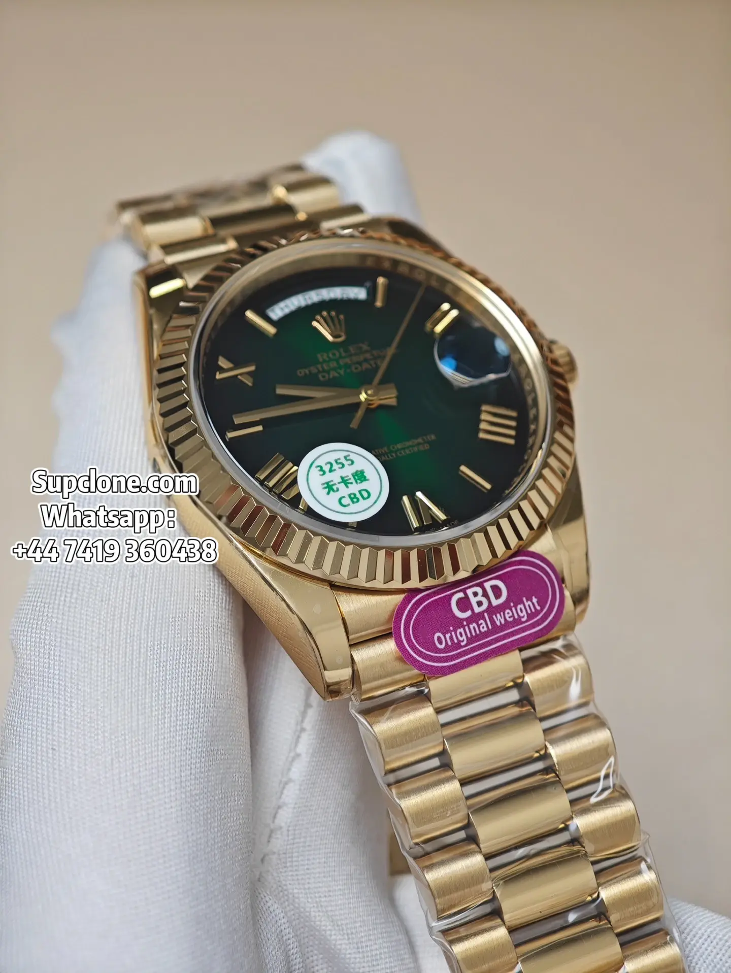 Rolex Super Clone Watches Day Date Ombre Green Dial 40mm m228238-0069