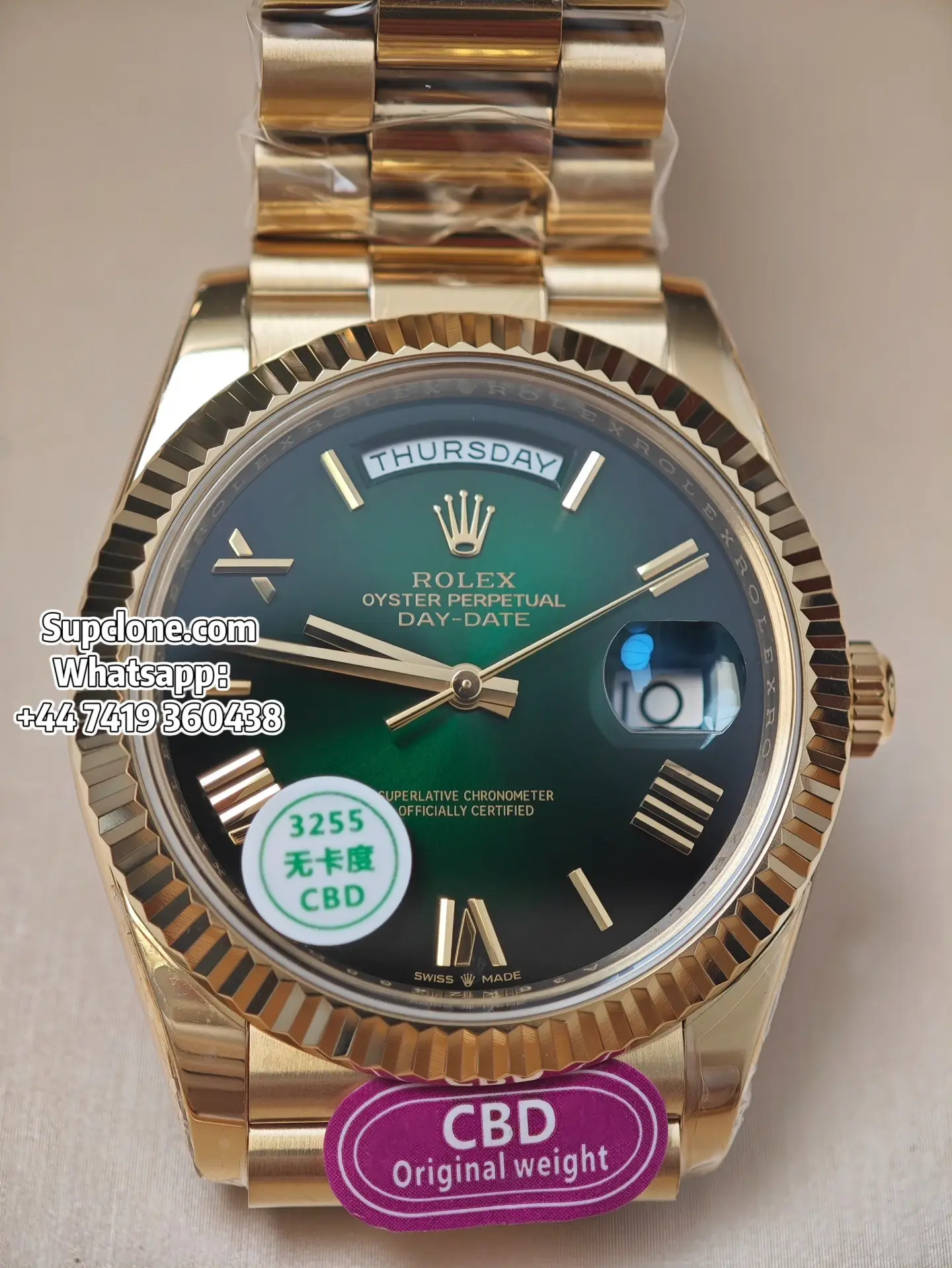 Rolex Super Clone Watches Day Date Ombre Green Dial 40mm m228238-0069