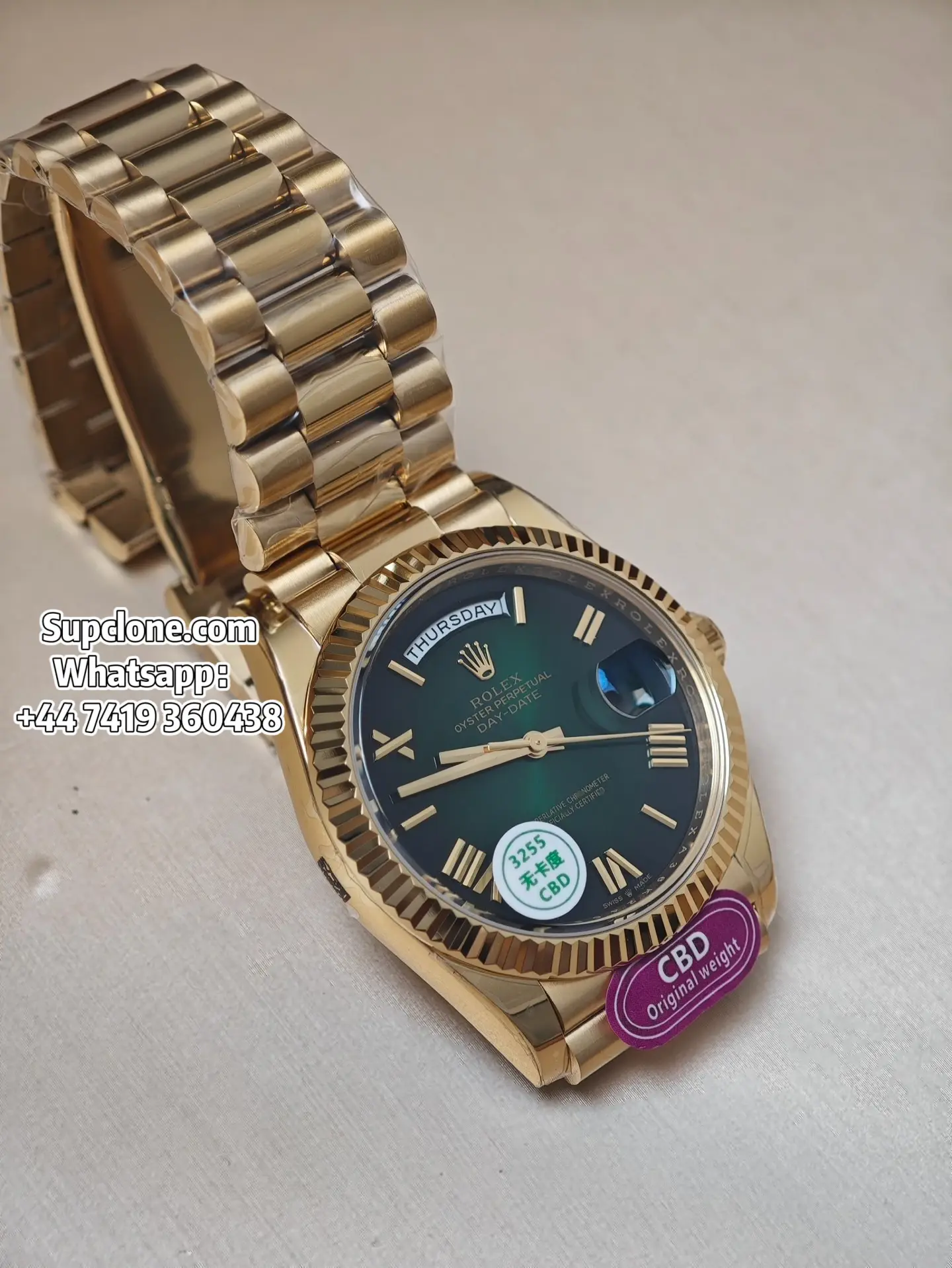 Rolex Super Clone Watches Day Date Ombre Green Dial 40mm m228238-0069