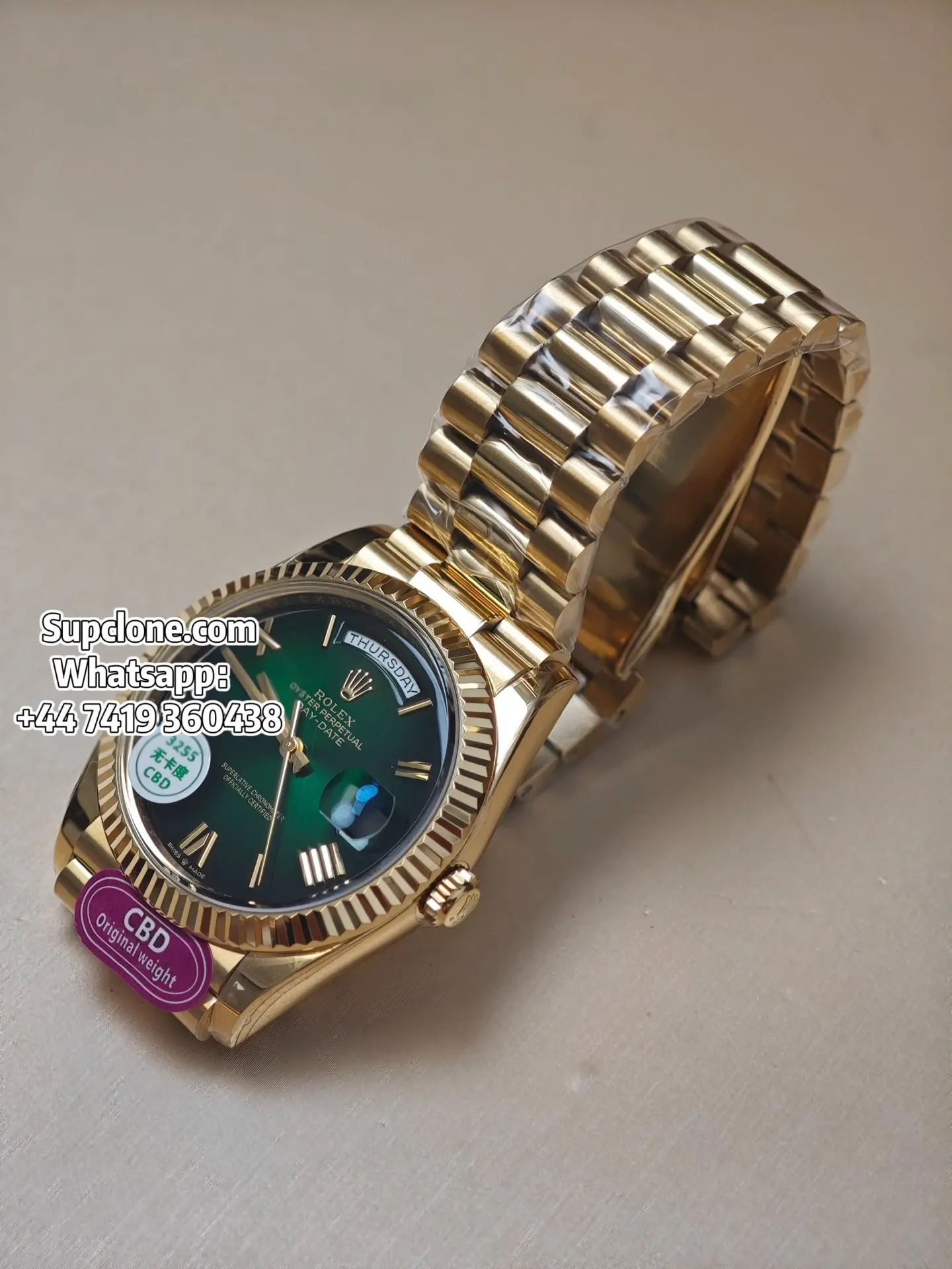 Rolex Super Clone Watches Day Date Ombre Green Dial 40mm m228238-0069