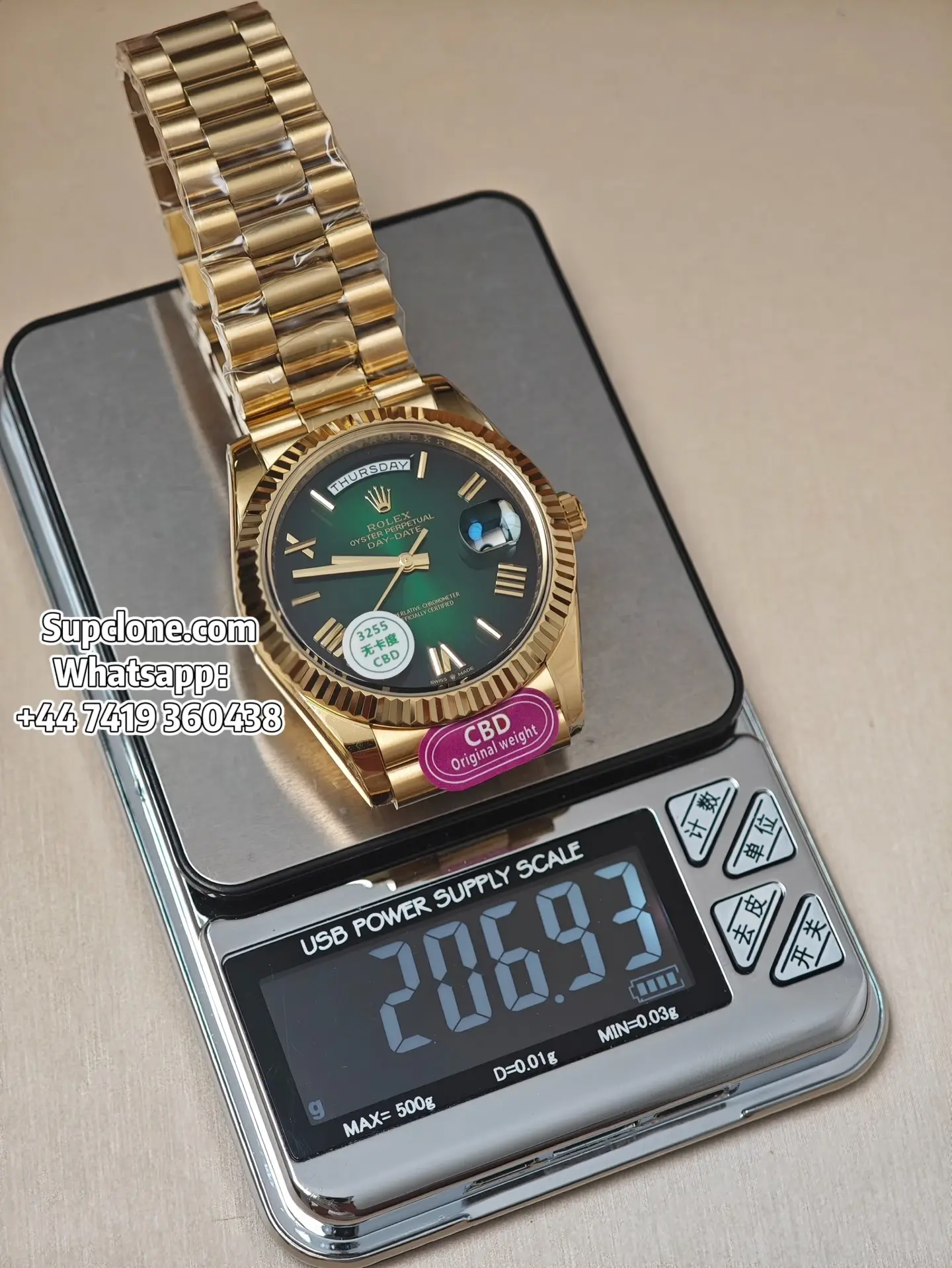 Rolex Super Clone Watches Day Date Ombre Green Dial 40mm m228238-0069