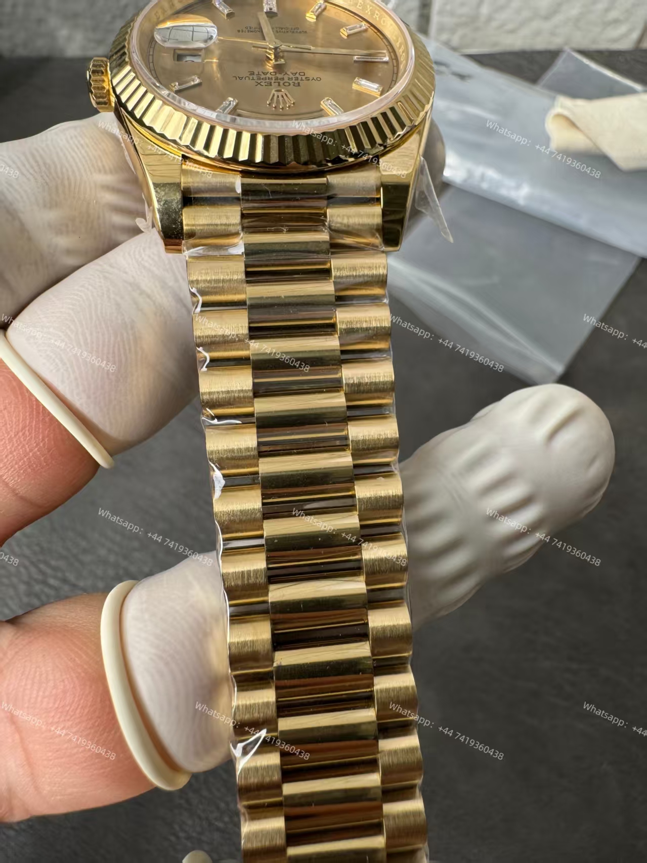 Rolex Day-Date m228238-0005 Gold Diamond Dial Presidential bracelet 3255 Movement 209g (40mm) Best Super Clone