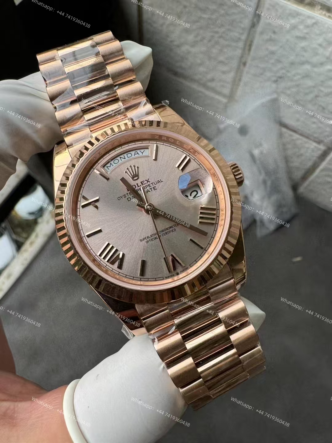 Rolex Day-Date m228235-0001 Rose gold dial Presidential bracelet 3255 Movement 209g (40mm) Best Super Clone