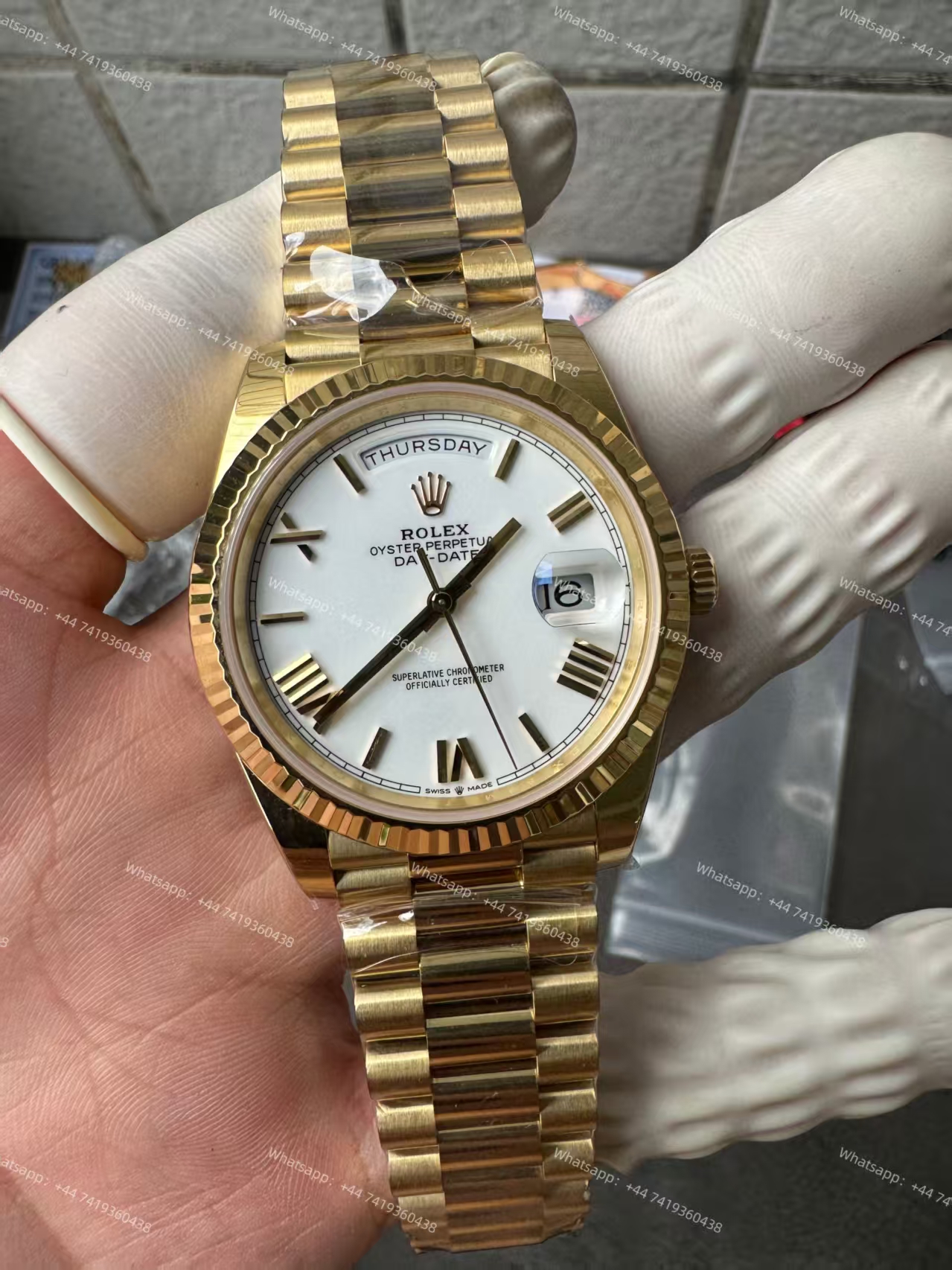Rolex Day-Date m228238-0042 Gold white dial President bracelet 3255 Movement 209g (40mm) Best Super Clone