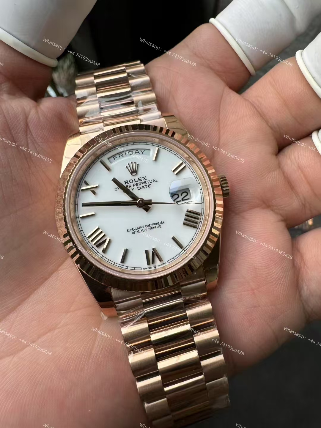 Rolex Day-Date m228235-0032 Rose gold White dial Presidential bracelet 3255 Movement 209g (40mm) Best Super Clone