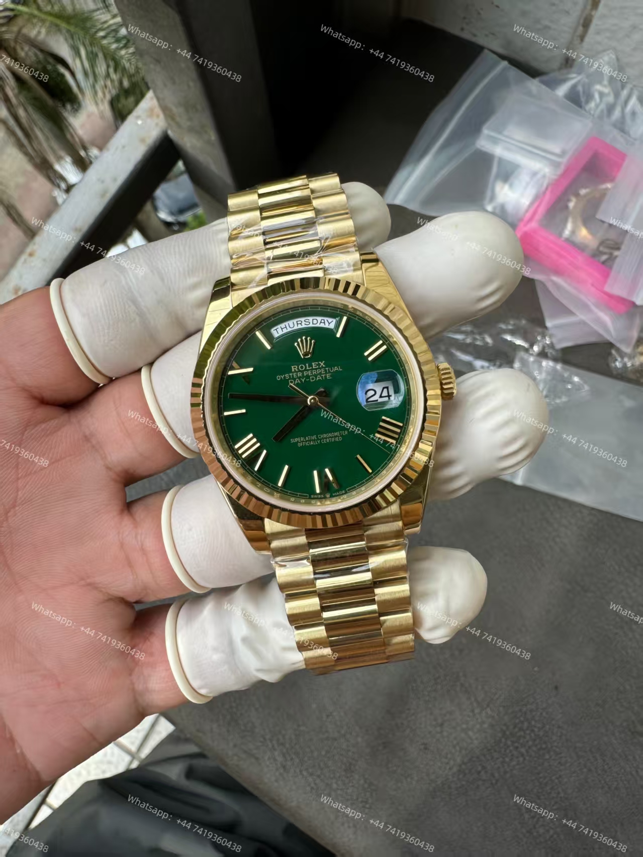 Rolex Day-Date m228238-0061 Gold green dial President bracelet 3255 Movement 209g (40mm) Best Super Clone