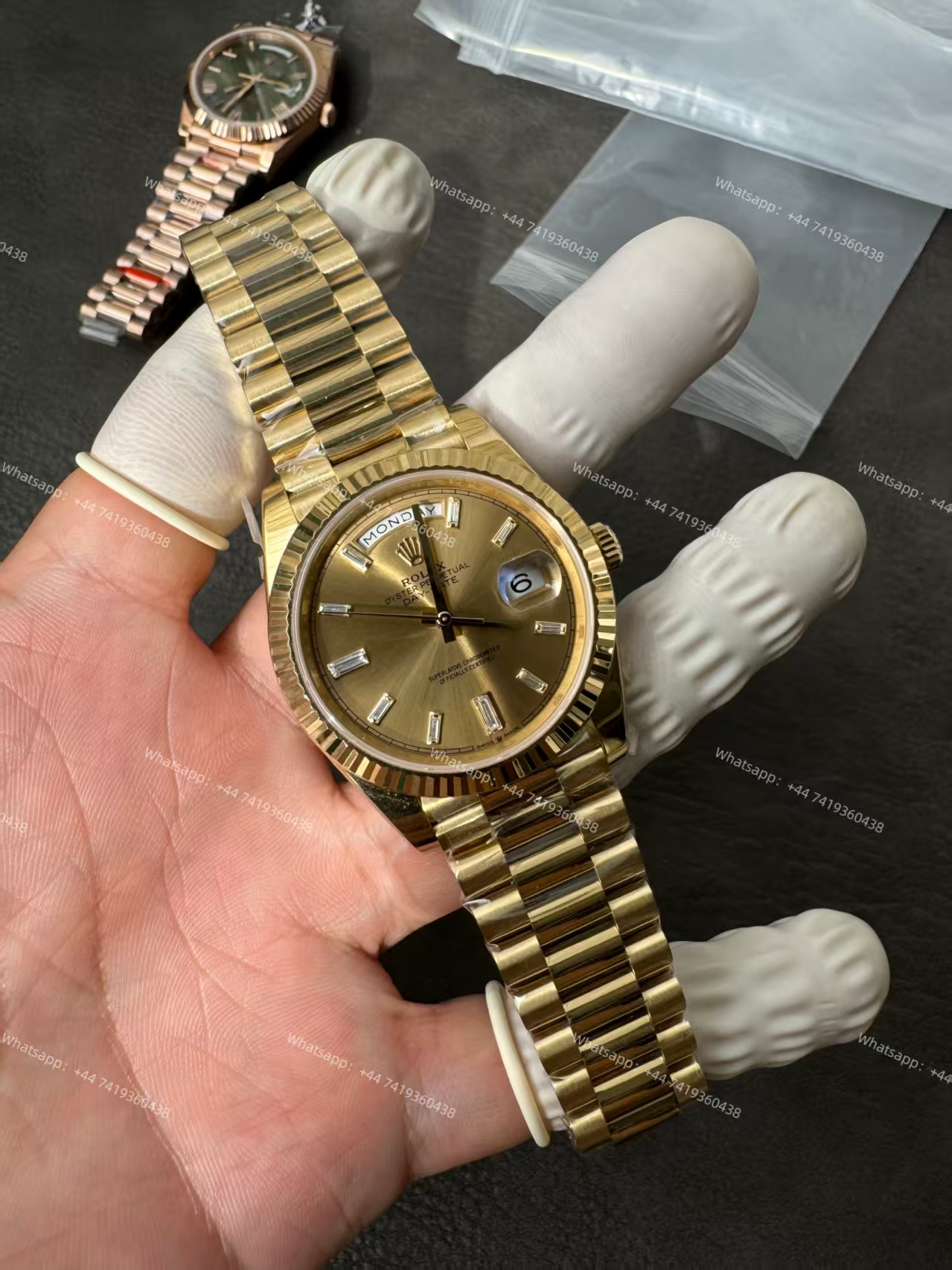 Rolex Day-Date m228238-0005 Gold Diamond Dial Presidential bracelet 3255 Movement 209g (40mm) Best Super Clone