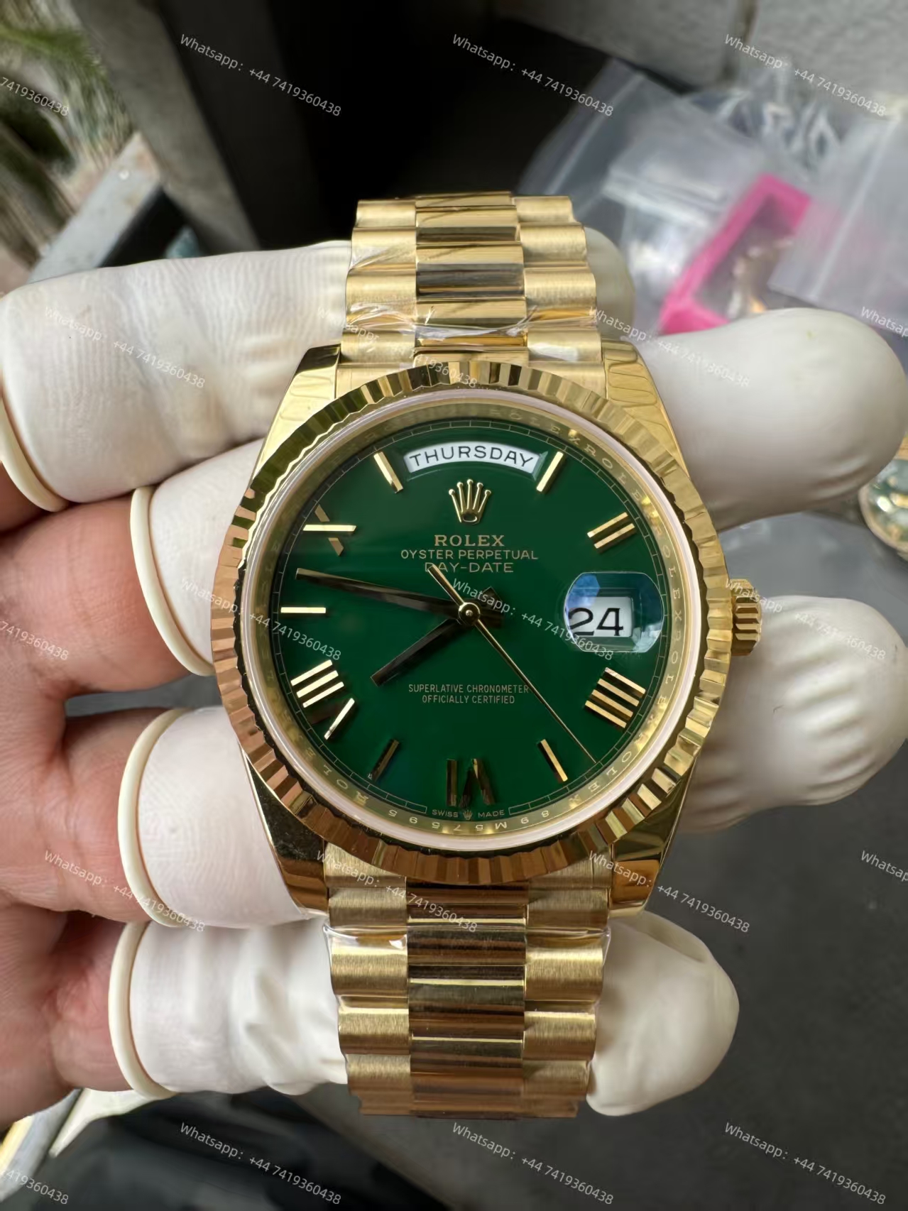Rolex Day-Date m228238-0061 Gold green dial President bracelet 3255 Movement 209g (40mm) Best Super Clone