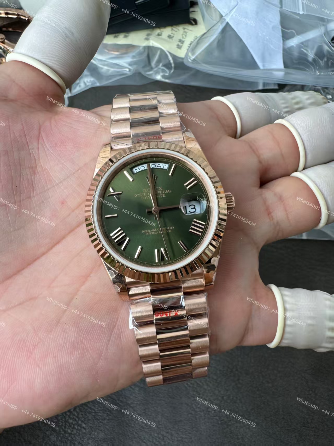 Rolex Day-Date m228235-0025  Rose gold Olive Dial President bracelet 3255 Movement 209g (40mm) Best Super Clone