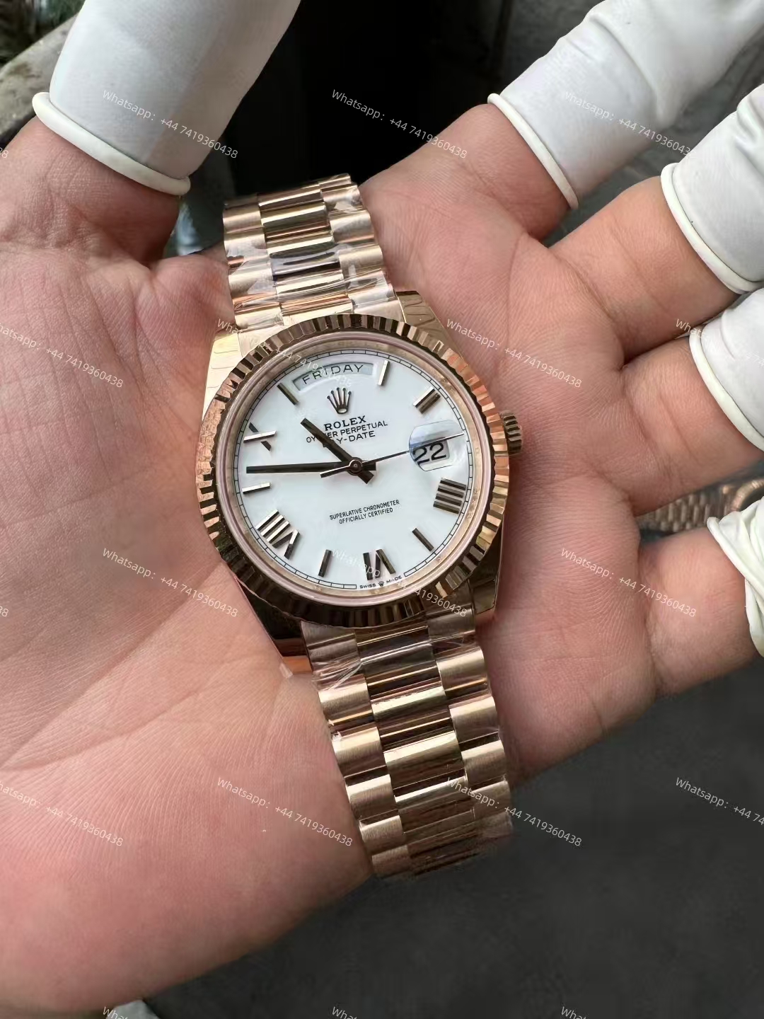 Rolex Day-Date m228235-0032 Rose gold White dial Presidential bracelet 3255 Movement 209g (40mm) Best Super Clone
