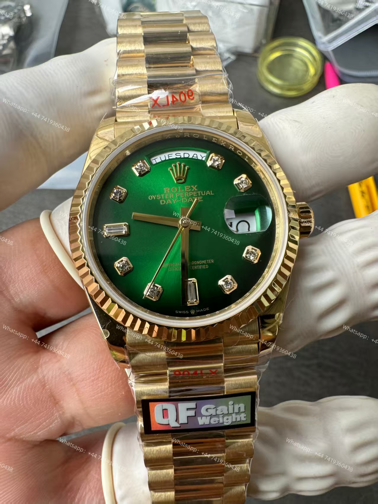 Rolex Day-Date m128238-0069 Diamond Green Gradient Dial President bracelet 3255 Movement (36 mm) Best Super Clone