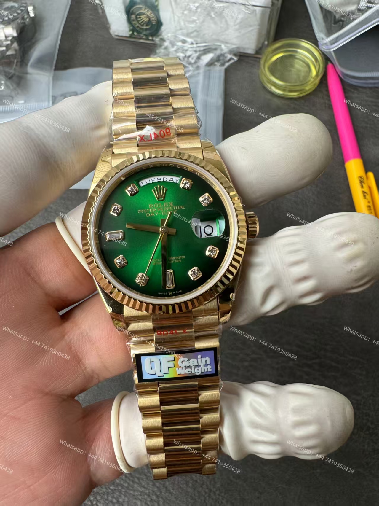 Rolex Day-Date m128238-0069 Diamond Green Gradient Dial President bracelet 3255 Movement (36 mm) Best Super Clone