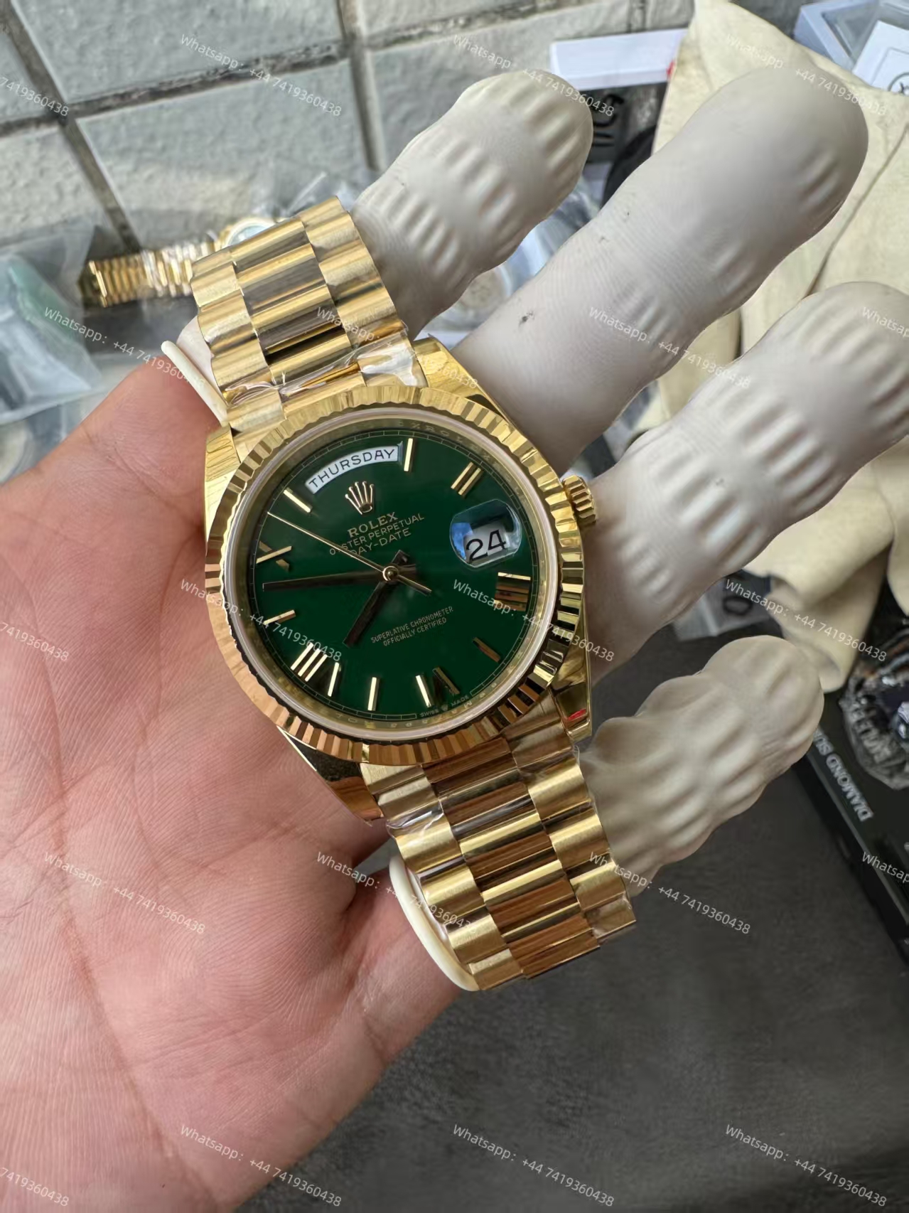 Rolex Day-Date m228238-0061 Gold green dial President bracelet 3255 Movement 209g (40mm) Best Super Clone