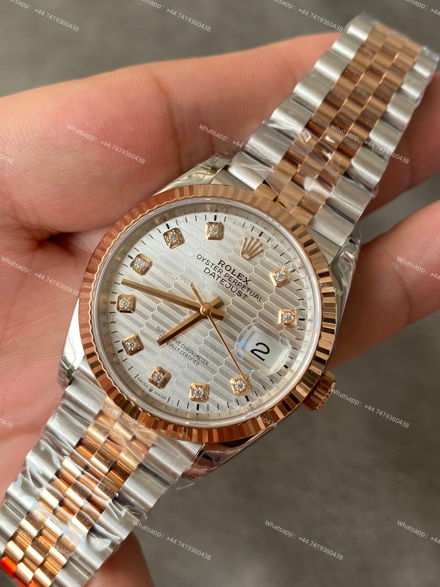 Rolex Datejust M126231-0039 1:1 Replica Water Ripple Diamond Silver Dial Jubilee 36MM 3235 Movement Super Clone Watch