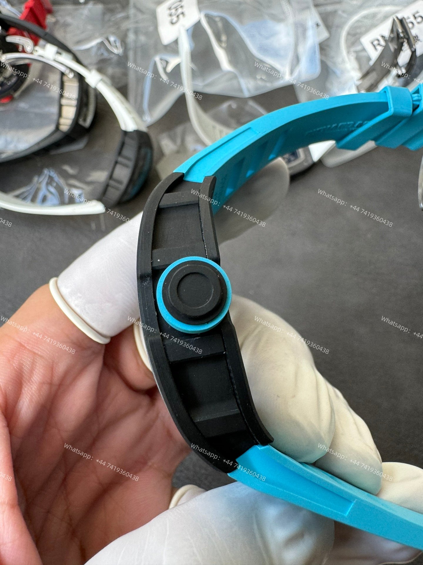 Super Clone Richard Mille RM 055 Carbon TPT Blue Rubber Strap 1:1 Replica Watch