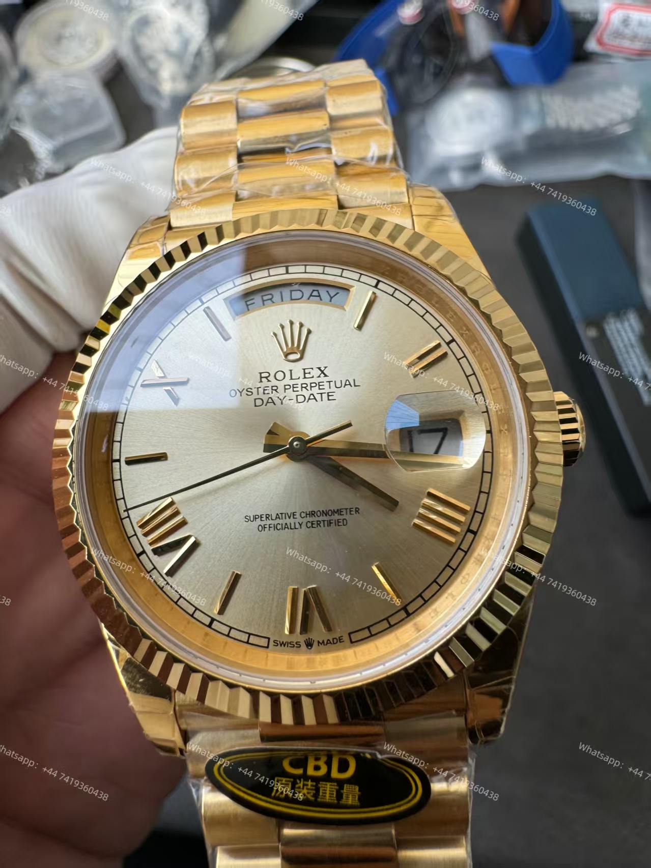 Rolex Day-Date M228238-0006 Gold dial Presidential bracelet 3255 Movement  (40mm) Best Super Clone