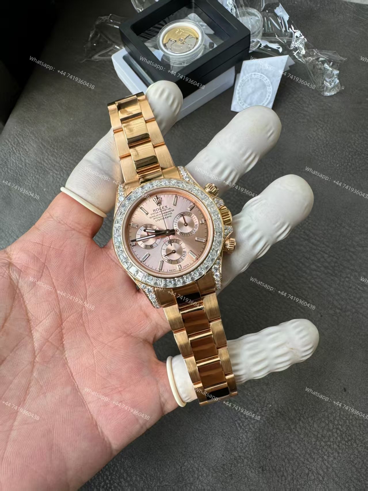 Rolex Super Clone Daytona 126595TBR 1:1 Replica Watch – 18K Rose Gold Diamond Beze 4131 movement