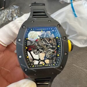 Super Clone Richard Mille RM 035 Americas Black Ceramic Skeleton Black Rubber Strap 1:1 Replica Watch
